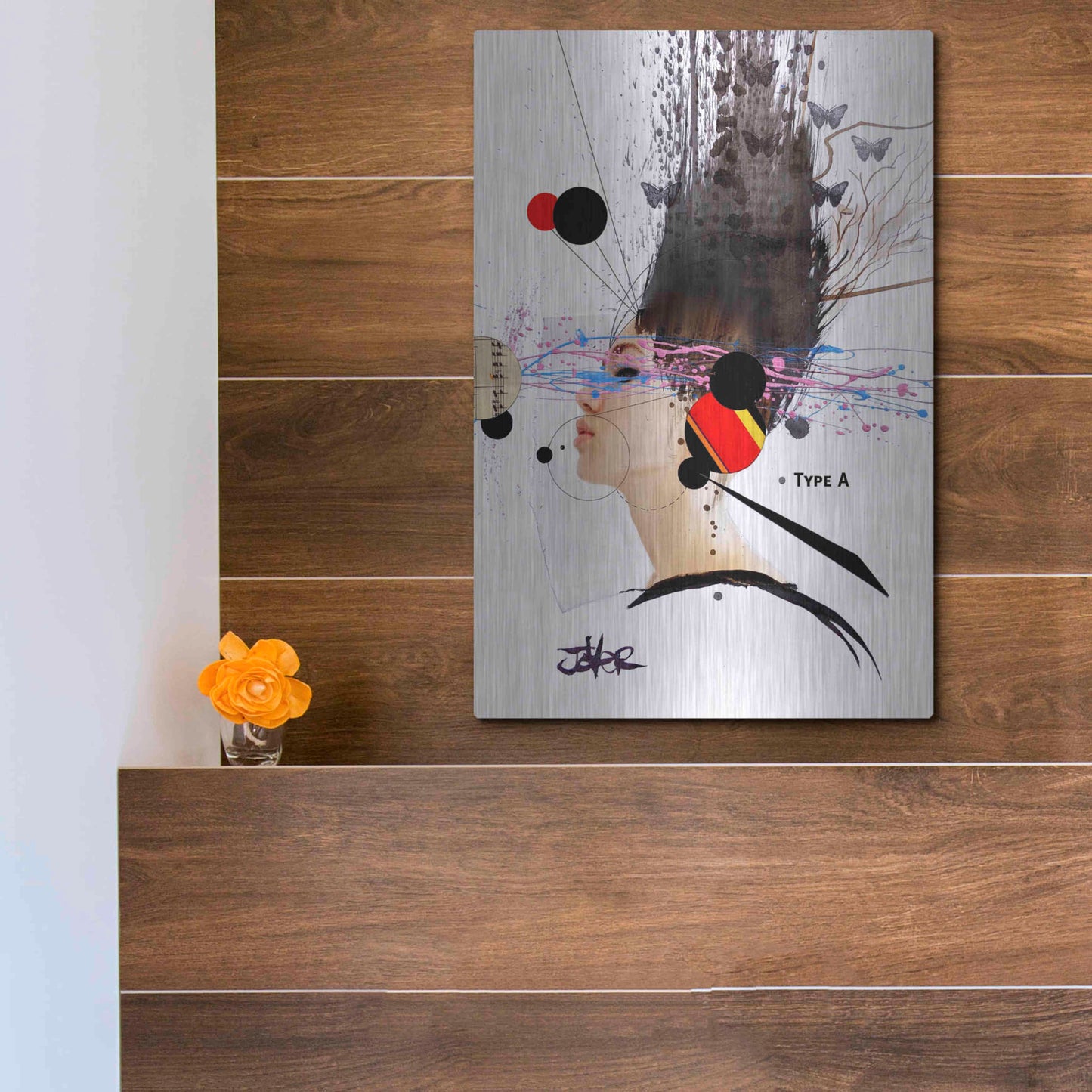 Luxe Metal Art 'Type A' by Loui Jover, Metal Wall Art,12x16