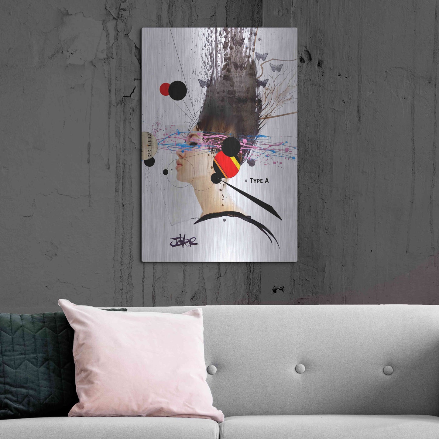 Luxe Metal Art 'Type A' by Loui Jover, Metal Wall Art,24x36