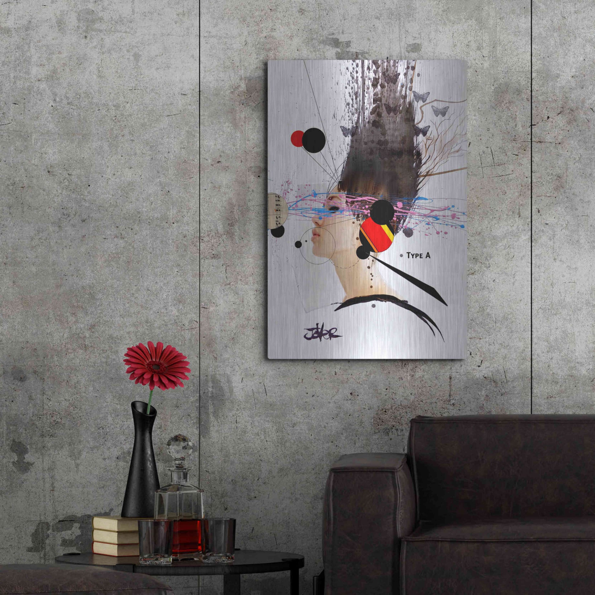 Luxe Metal Art 'Type A' by Loui Jover, Metal Wall Art,24x36