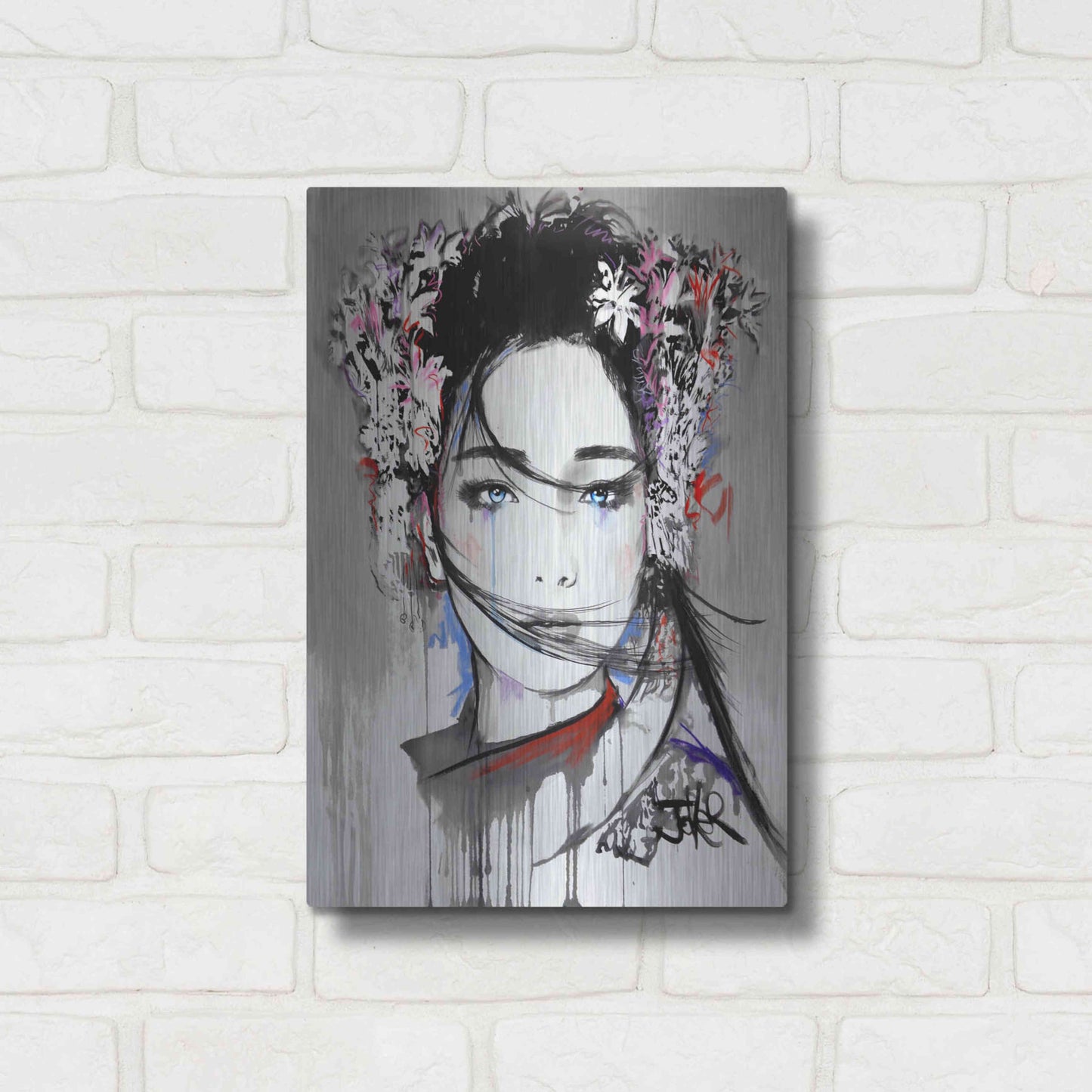 Luxe Metal Art 'Yin' by Loui Jover, Metal Wall Art,12x16