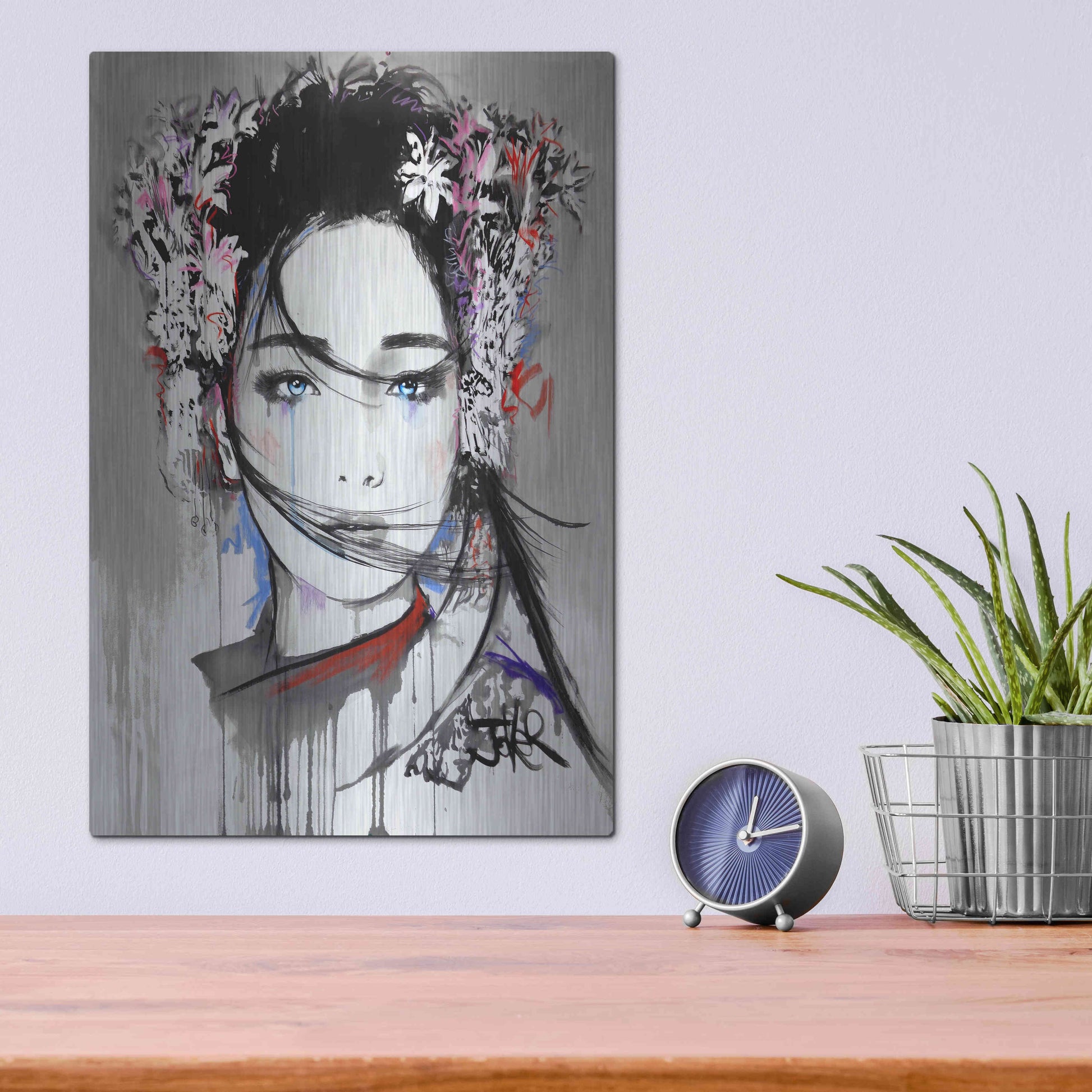 Luxe Metal Art 'Yin' by Loui Jover, Metal Wall Art,12x16