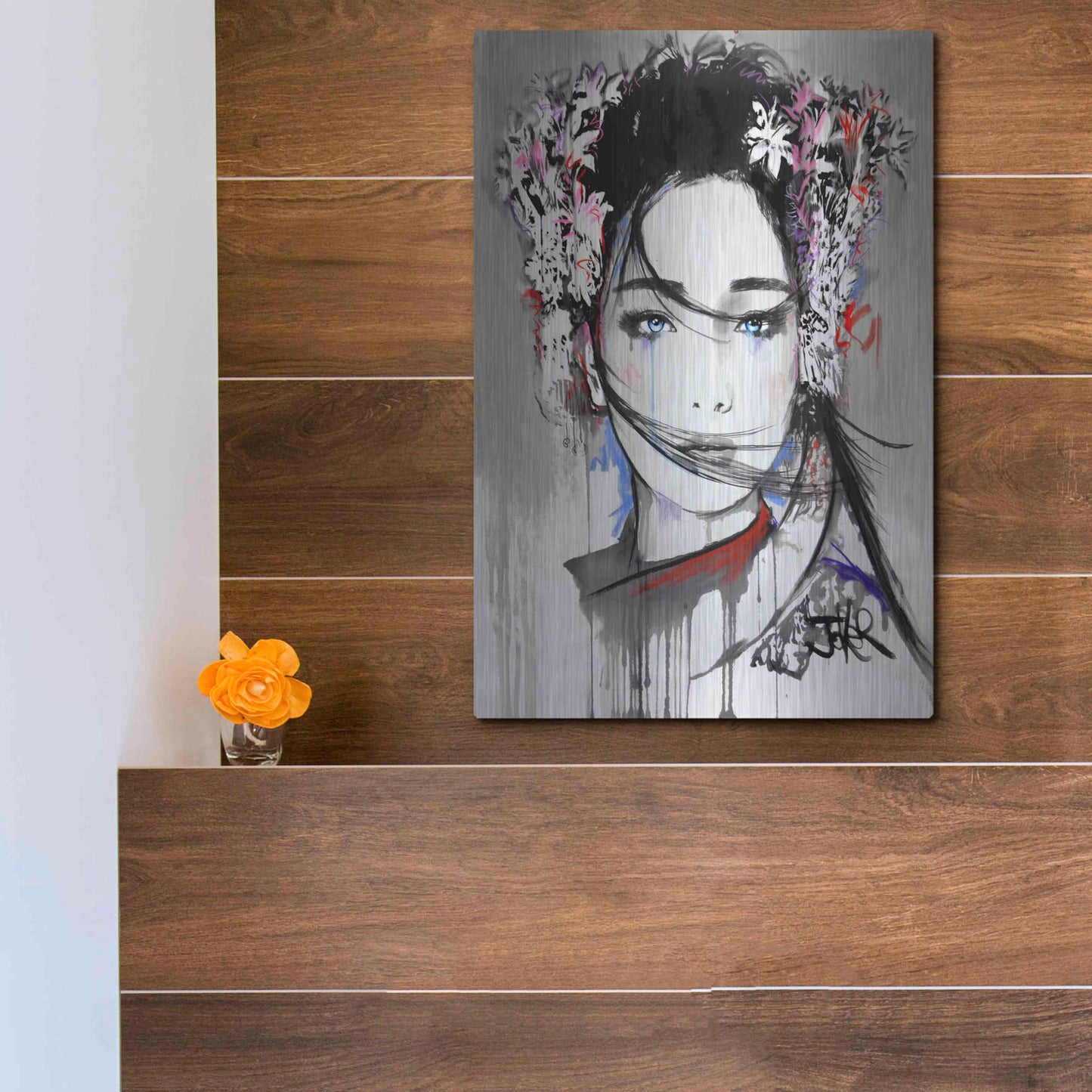 Luxe Metal Art 'Yin' by Loui Jover, Metal Wall Art,12x16