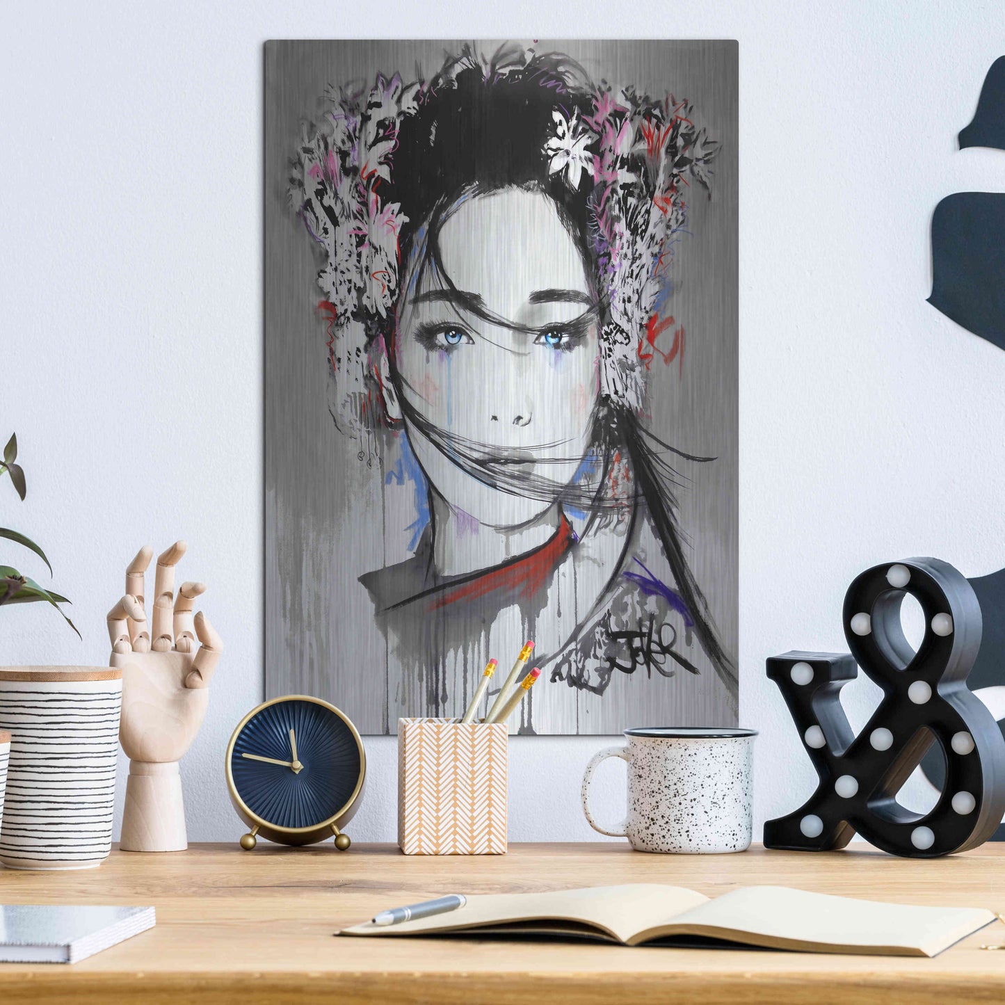 Luxe Metal Art 'Yin' by Loui Jover, Metal Wall Art,12x16