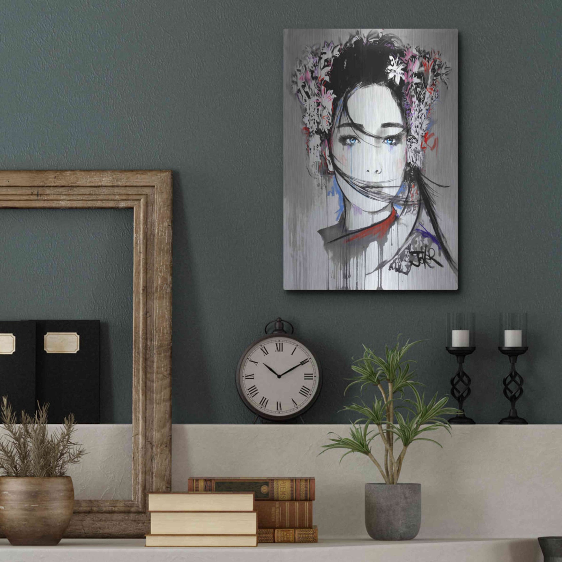 Luxe Metal Art 'Yin' by Loui Jover, Metal Wall Art,12x16