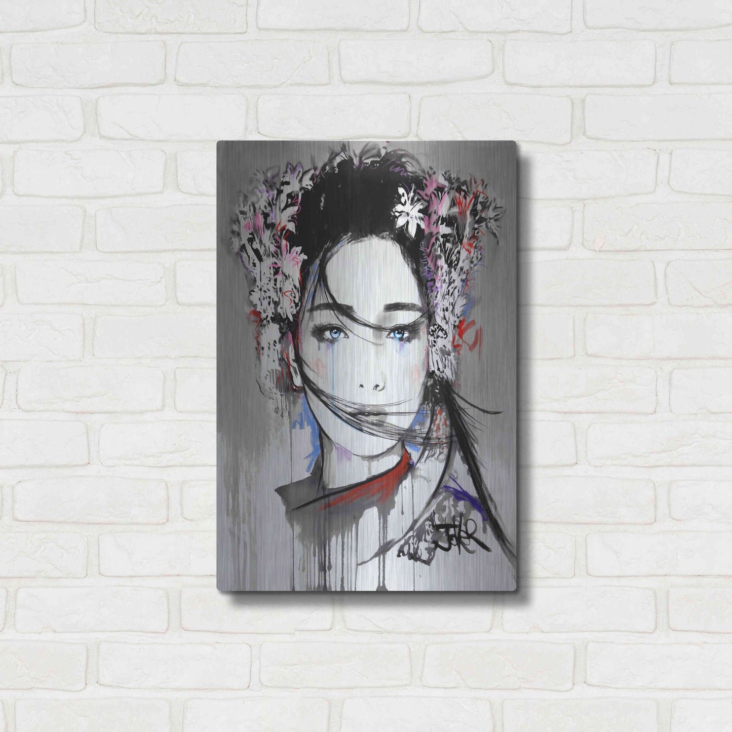 Luxe Metal Art 'Yin' by Loui Jover, Metal Wall Art,16x24