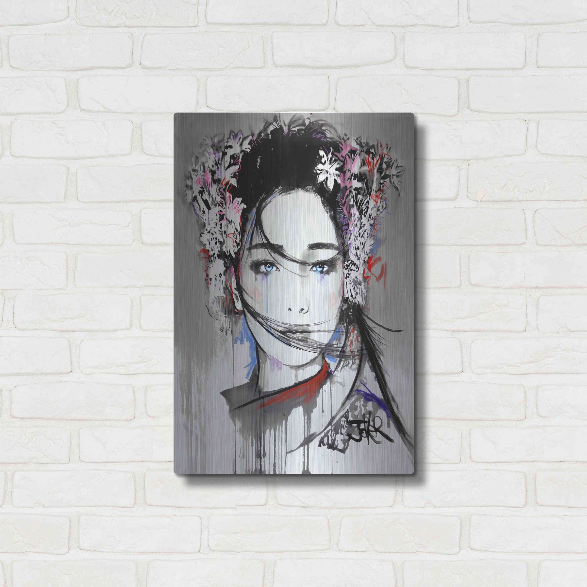 Luxe Metal Art 'Yin' by Loui Jover, Metal Wall Art,16x24