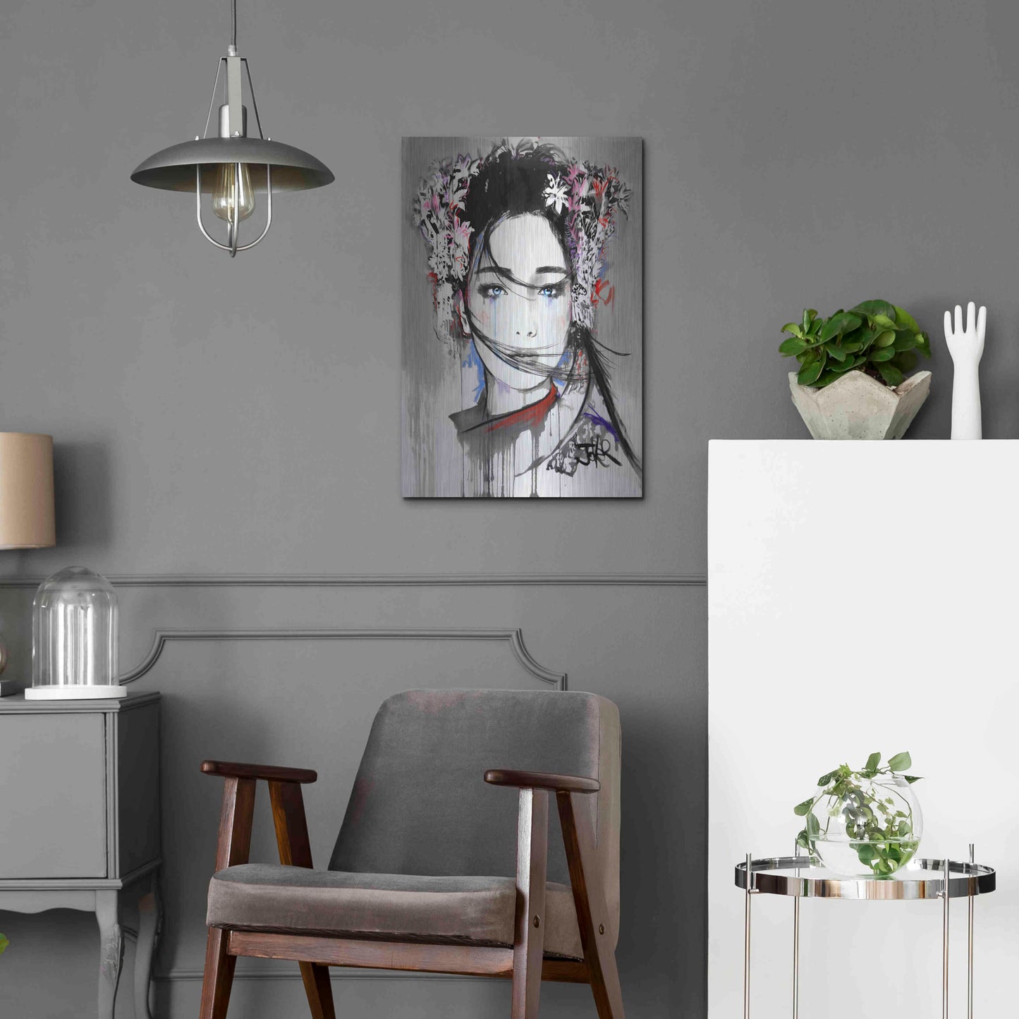 Luxe Metal Art 'Yin' by Loui Jover, Metal Wall Art,16x24