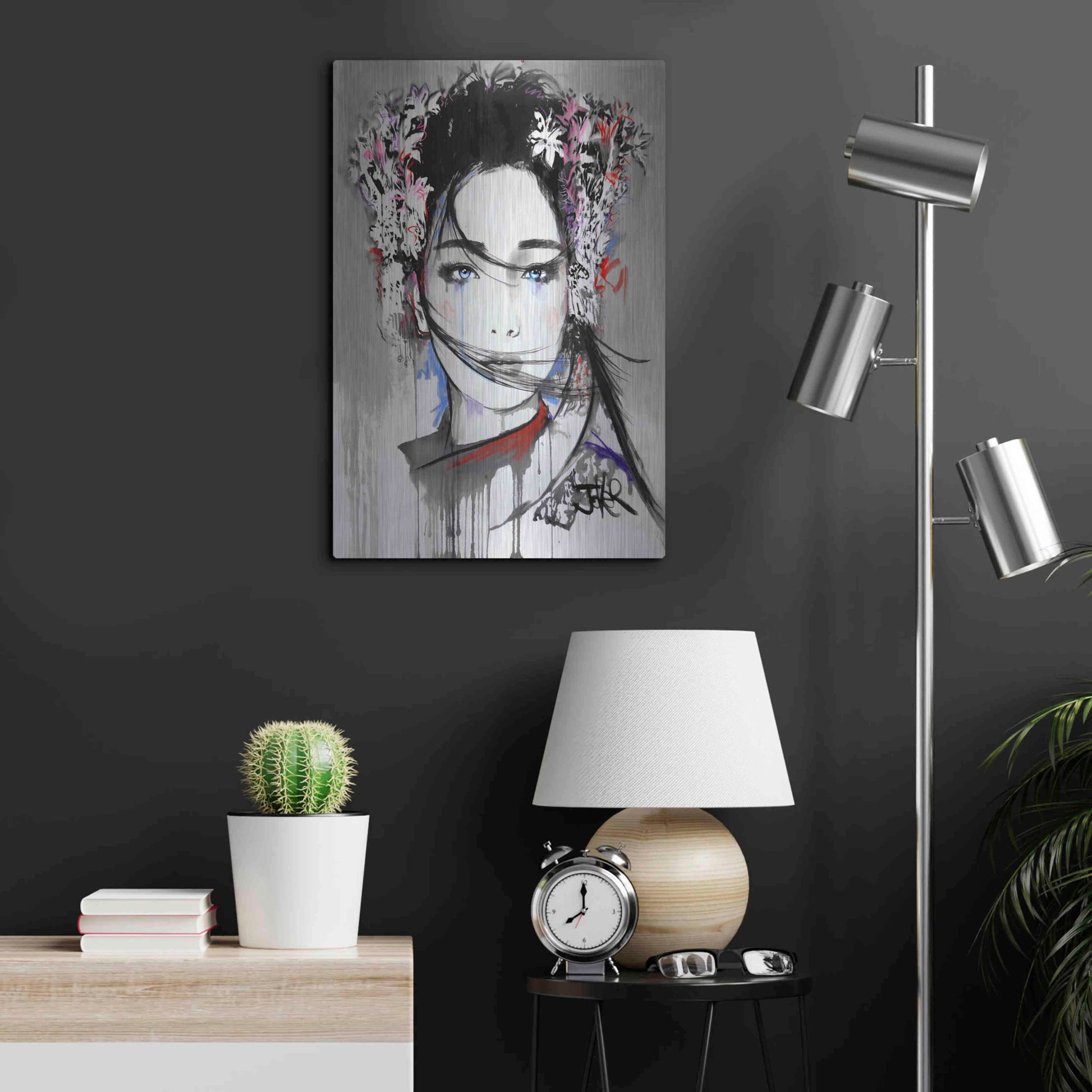 Luxe Metal Art 'Yin' by Loui Jover, Metal Wall Art,16x24