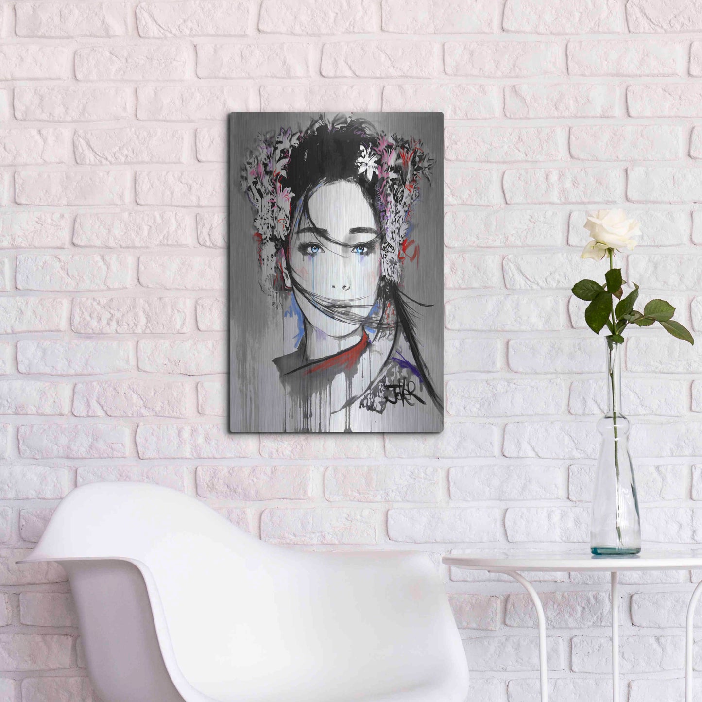 Luxe Metal Art 'Yin' by Loui Jover, Metal Wall Art,16x24