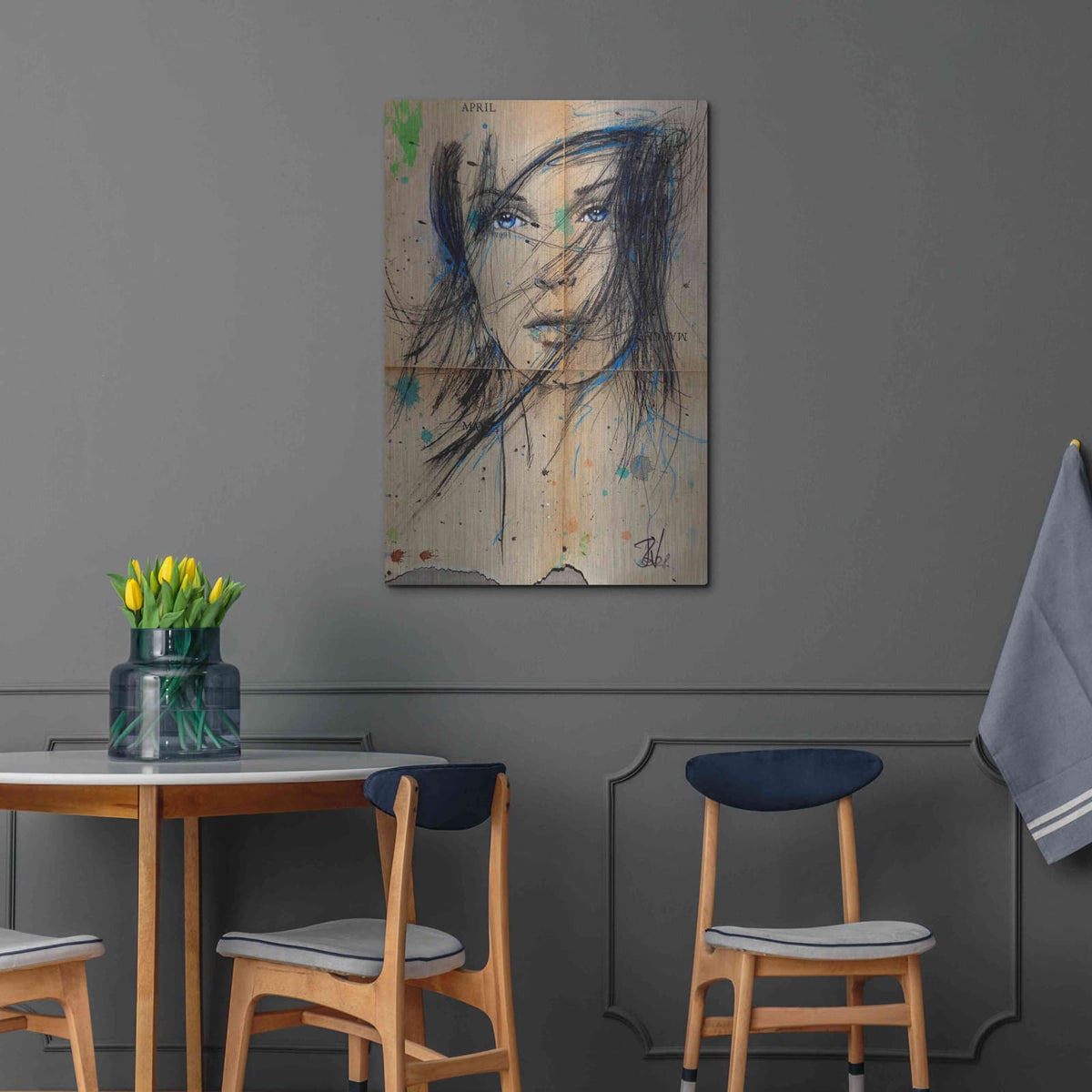 'April March' by Loui Jover – Metal Wall Art, 24x36 room view