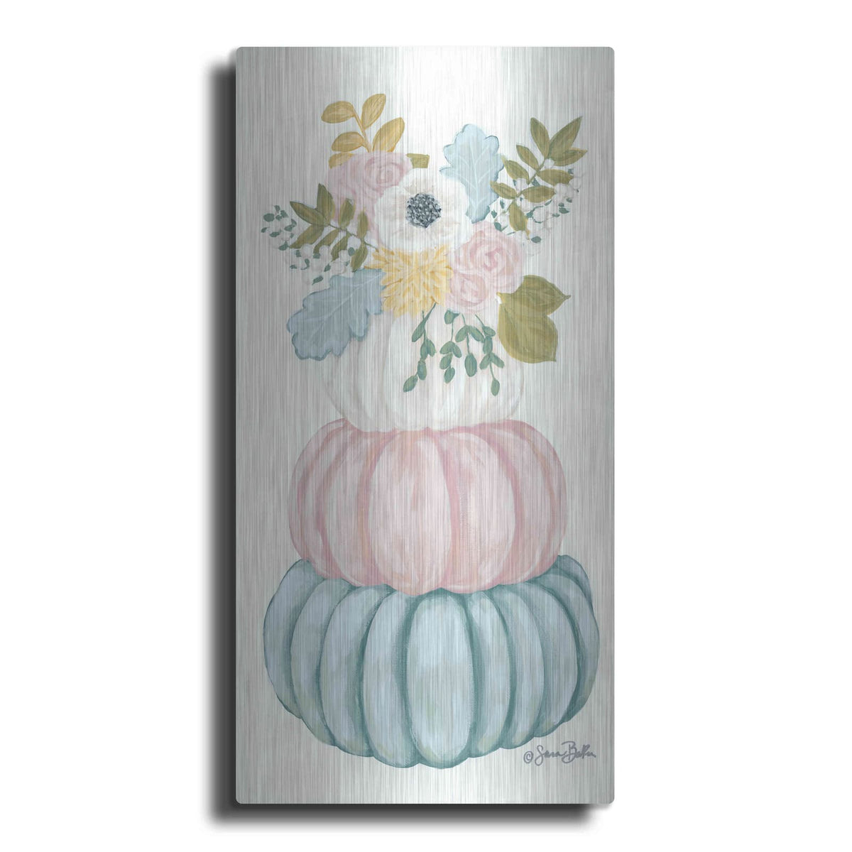 'Floral Pumpkins' by Sara Baker – Metal Wall Art