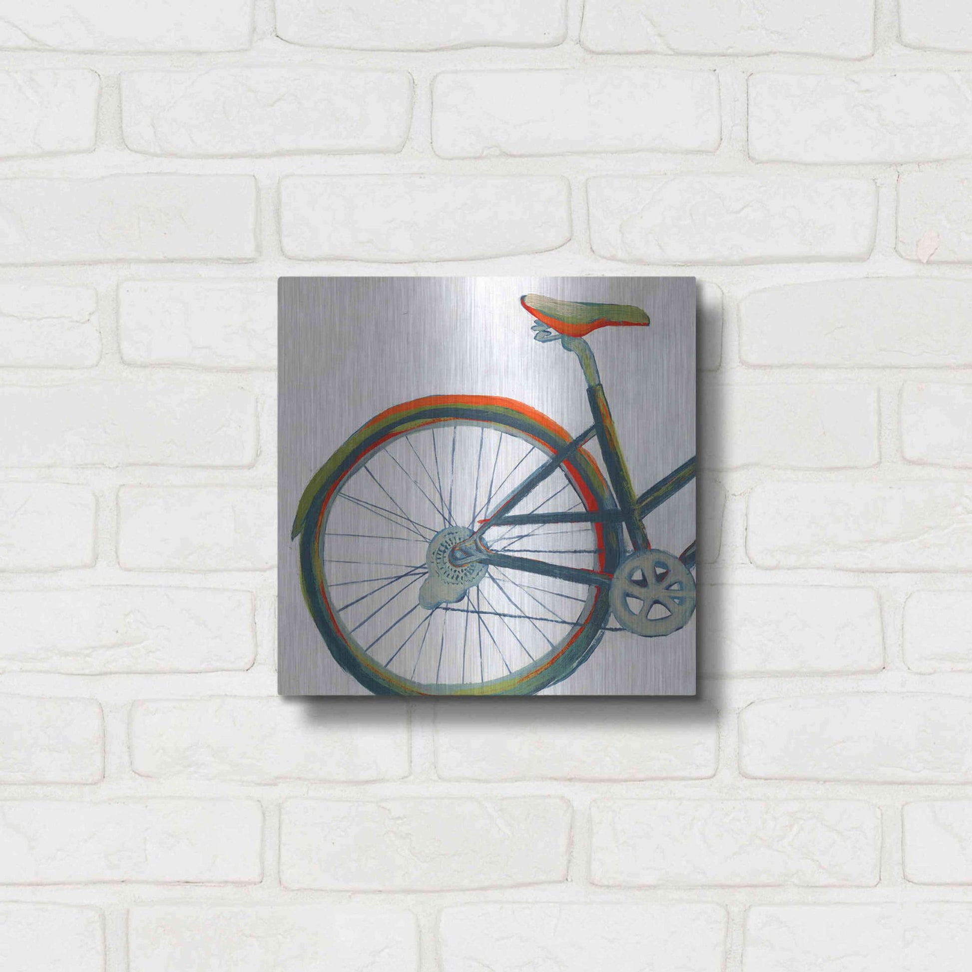Luxe Metal Art 'Bicycle Diptych I' by Grace Popp, Metal Wall Art,12x12