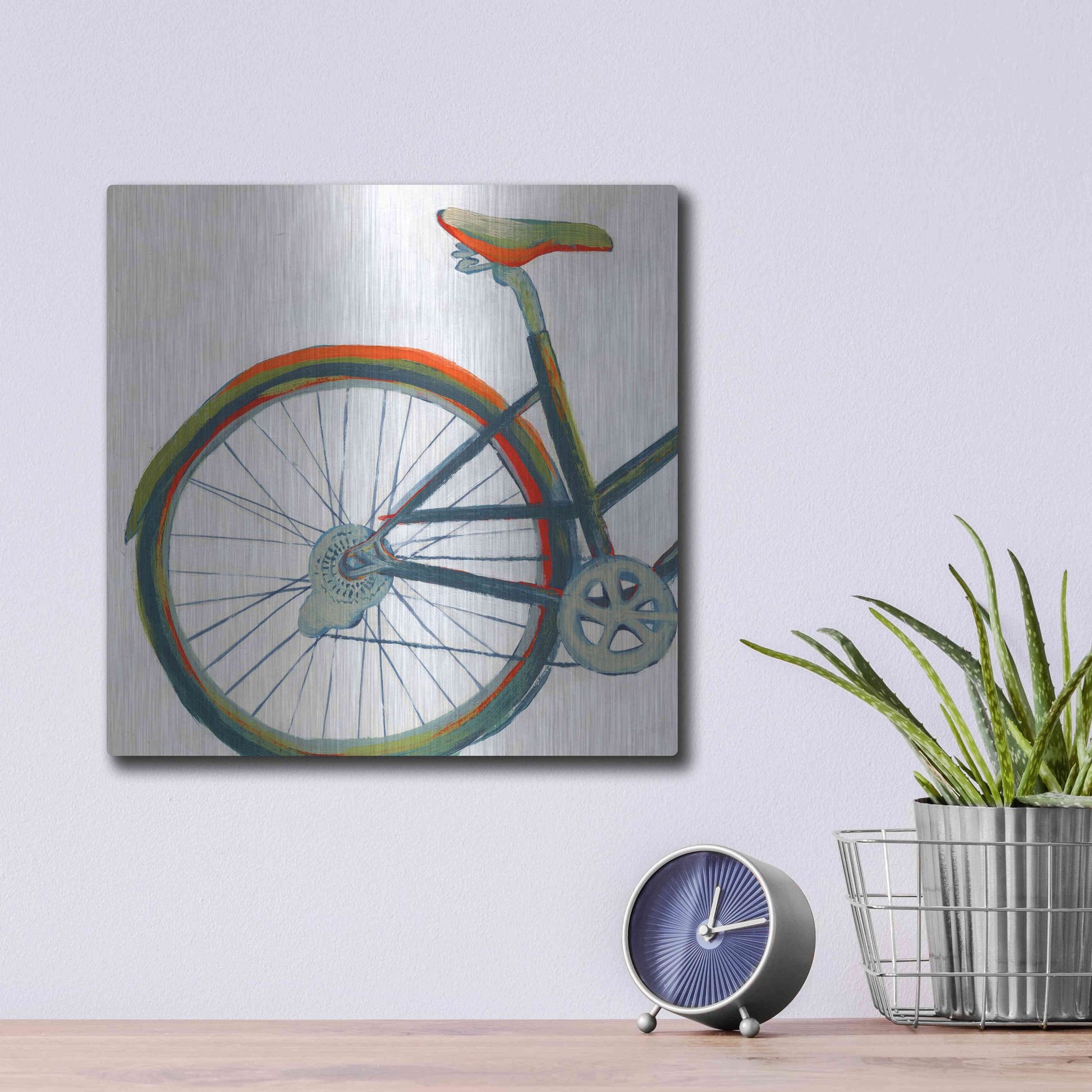 Luxe Metal Art 'Bicycle Diptych I' by Grace Popp, Metal Wall Art,12x12