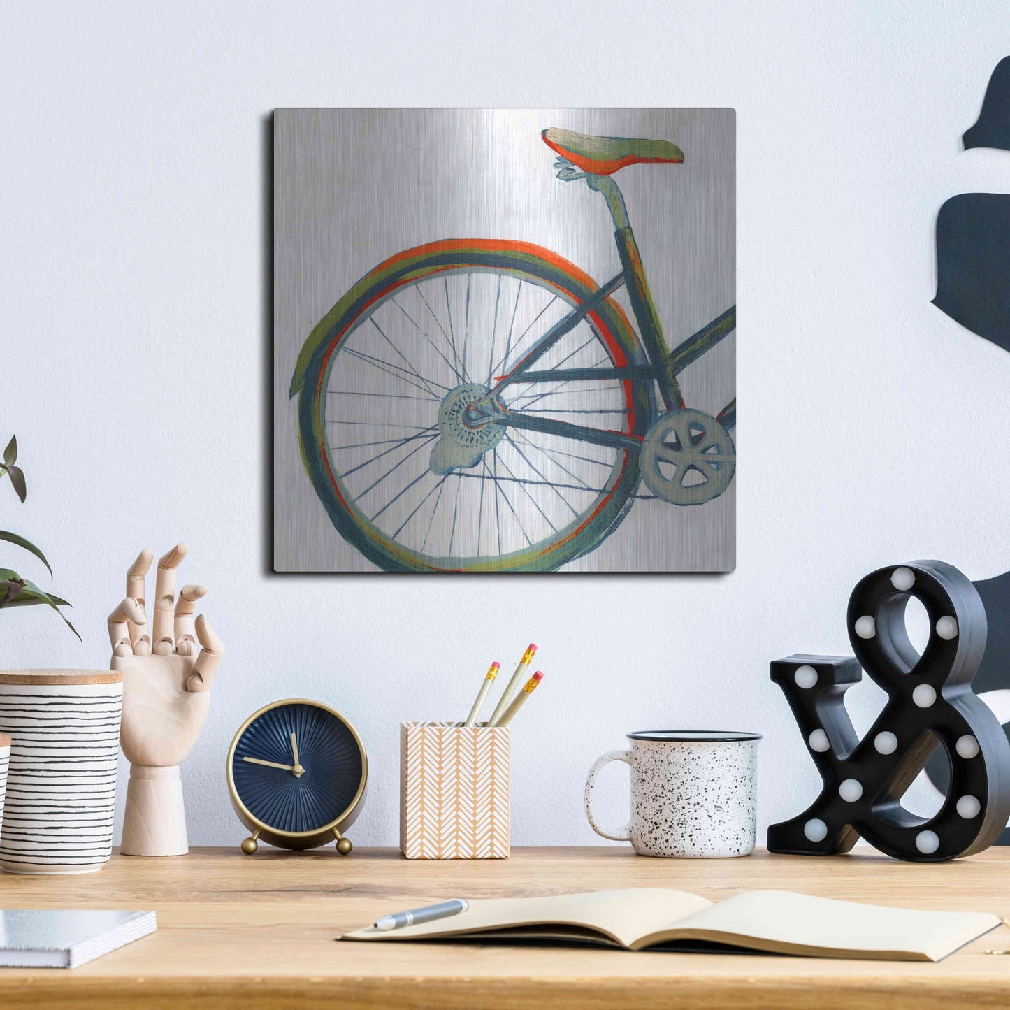 Luxe Metal Art 'Bicycle Diptych I' by Grace Popp, Metal Wall Art,12x12