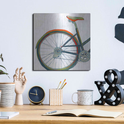 Luxe Metal Art 'Bicycle Diptych I' by Grace Popp, Metal Wall Art,12x12