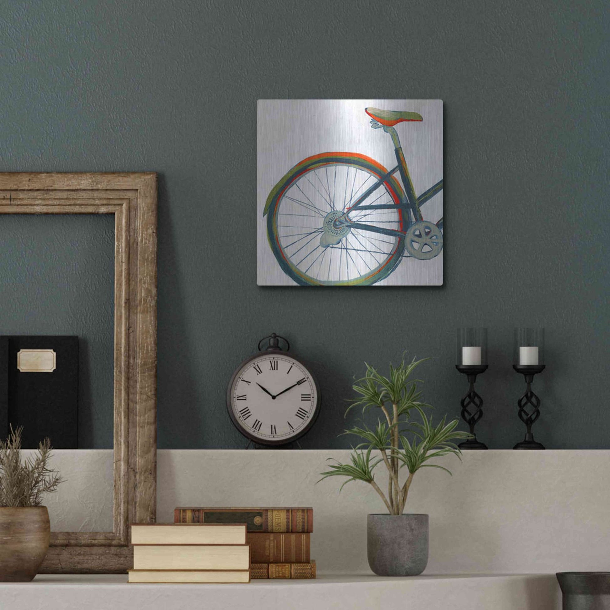 Luxe Metal Art 'Bicycle Diptych I' by Grace Popp, Metal Wall Art,12x12