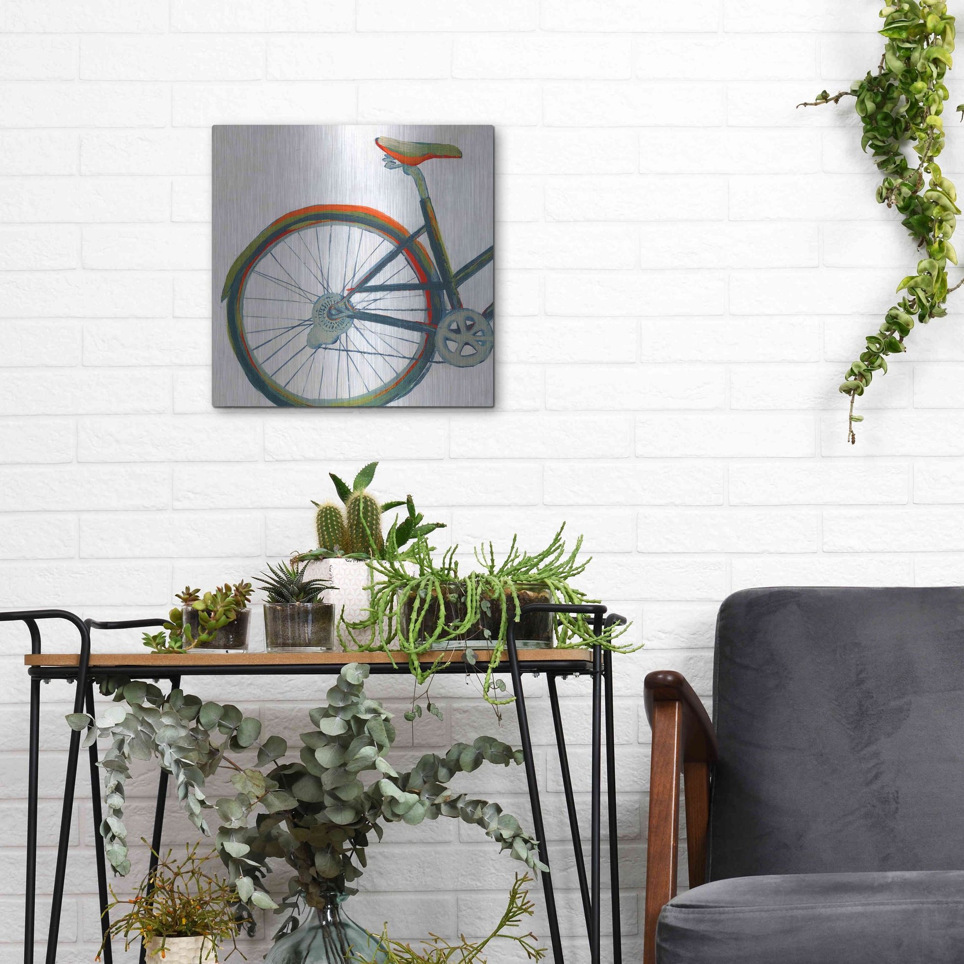 Luxe Metal Art 'Bicycle Diptych I' by Grace Popp, Metal Wall Art,12x12