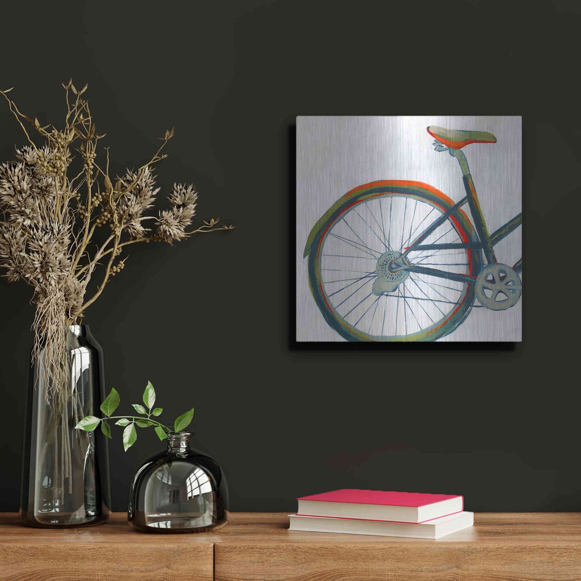 Luxe Metal Art 'Bicycle Diptych I' by Grace Popp, Metal Wall Art,12x12