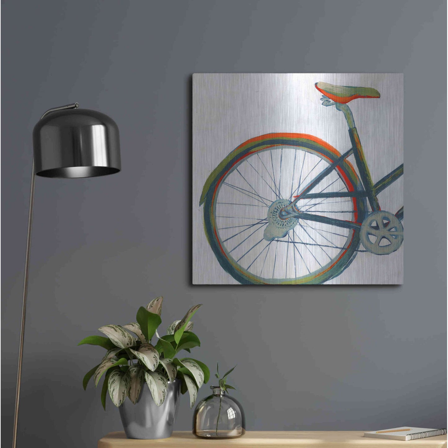 Luxe Metal Art 'Bicycle Diptych I' by Grace Popp, Metal Wall Art,24x24