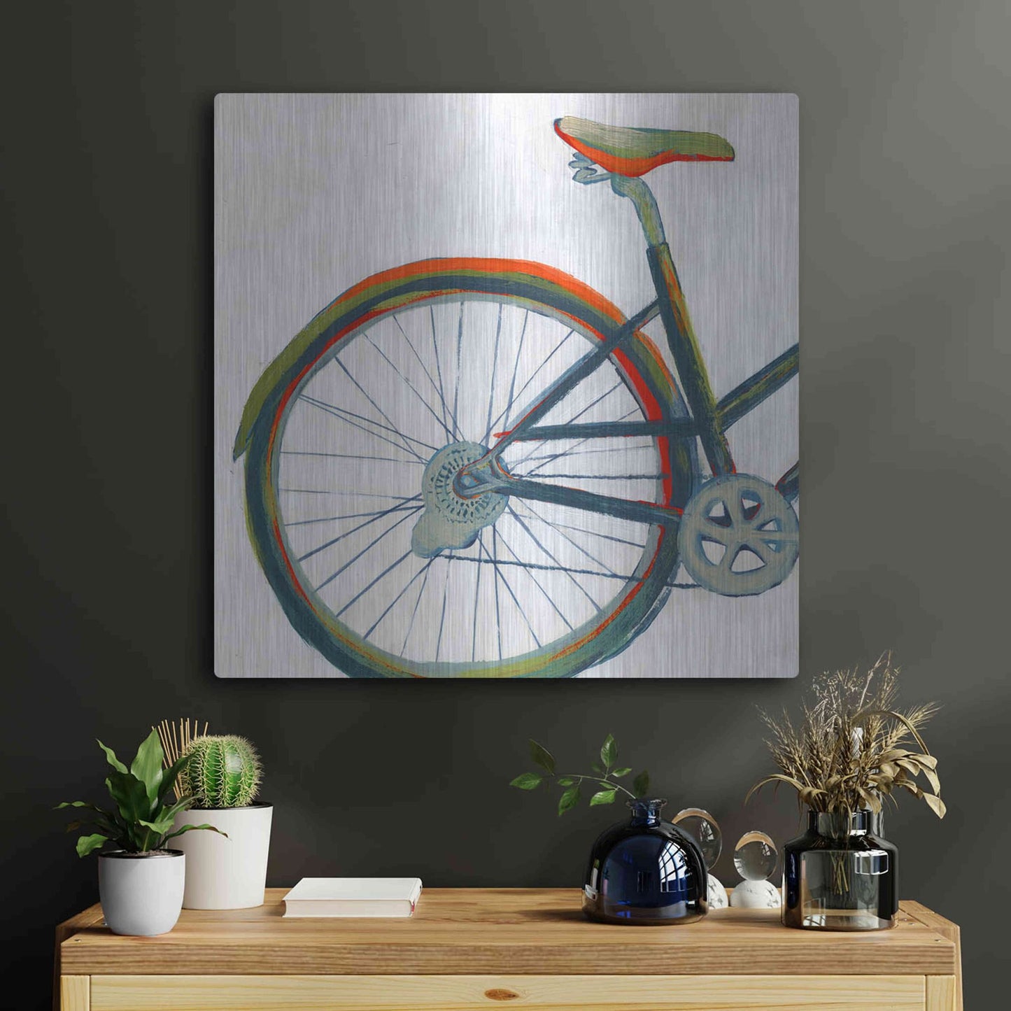 Luxe Metal Art 'Bicycle Diptych I' by Grace Popp, Metal Wall Art,24x24