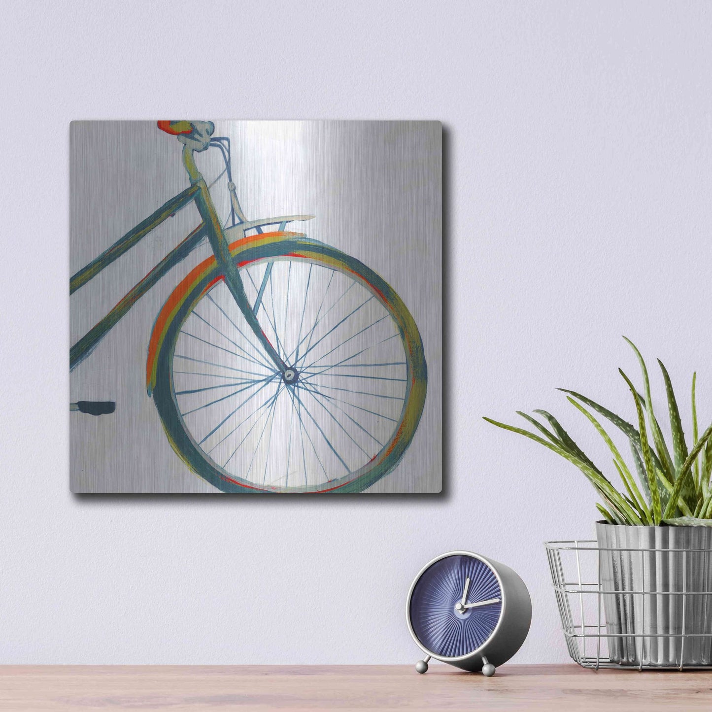 Luxe Metal Art 'Bicycle Diptych II' by Grace Popp, Metal Wall Art,12x12