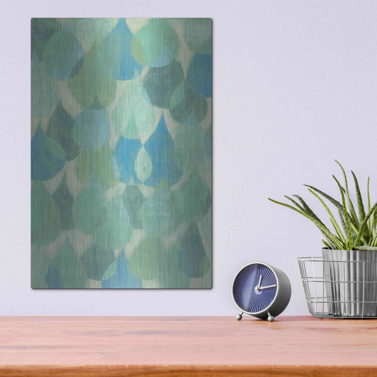 Luxe Metal Art 'Rain Drops II' by Grace Popp, Metal Wall Art,12x16