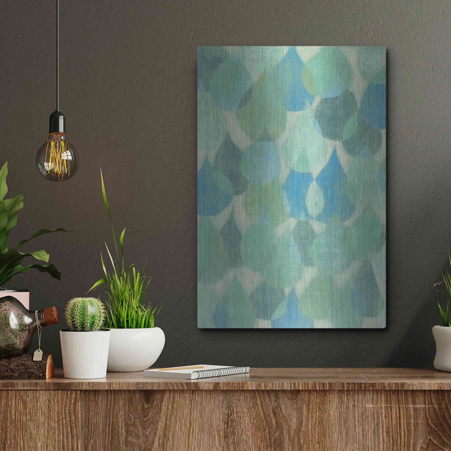 Luxe Metal Art 'Rain Drops II' by Grace Popp, Metal Wall Art,12x16