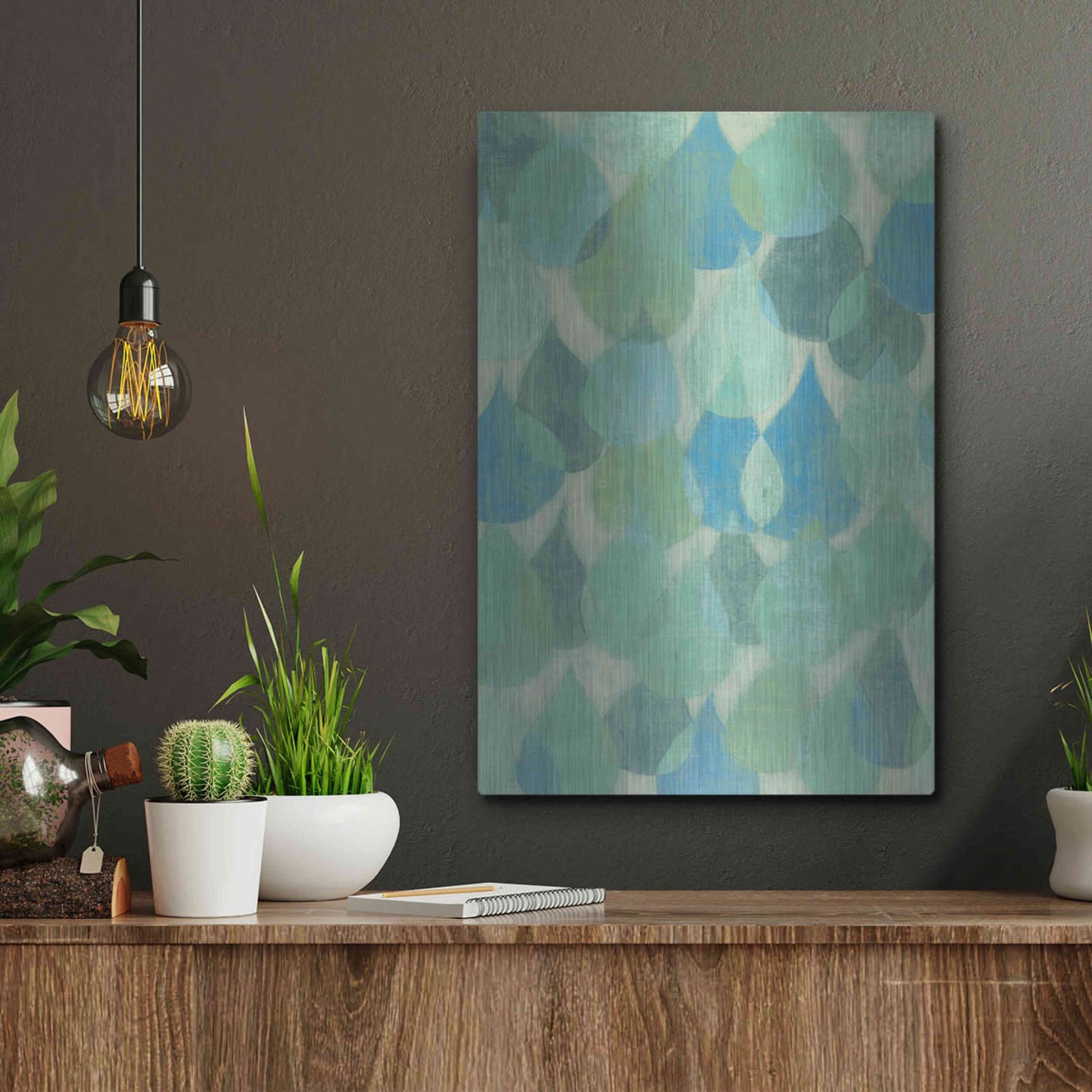 Luxe Metal Art 'Rain Drops II' by Grace Popp, Metal Wall Art,12x16