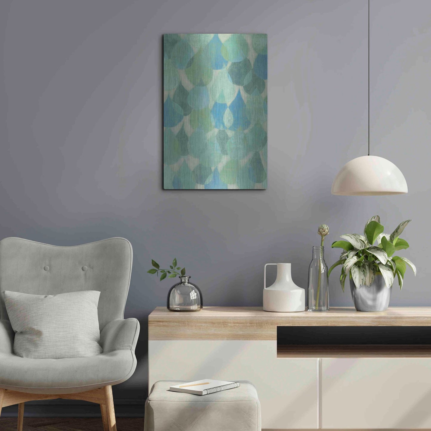 Luxe Metal Art 'Rain Drops II' by Grace Popp, Metal Wall Art,16x24