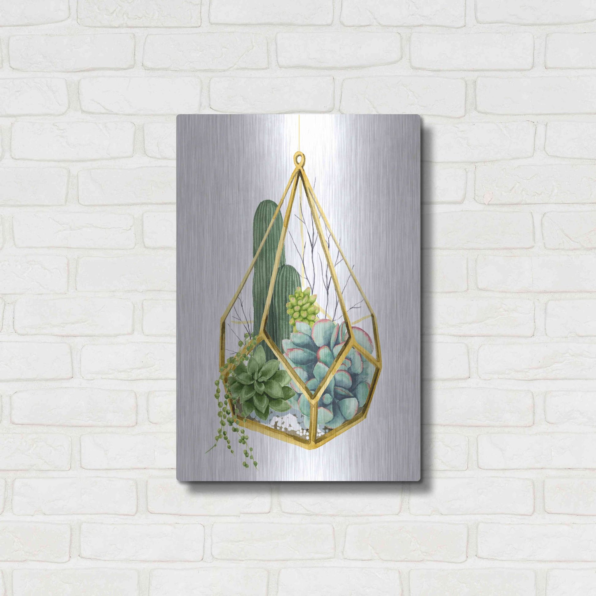 Luxe Metal Art 'Wild Terrarium IV' by Grace Popp, Metal Wall Art,16x24