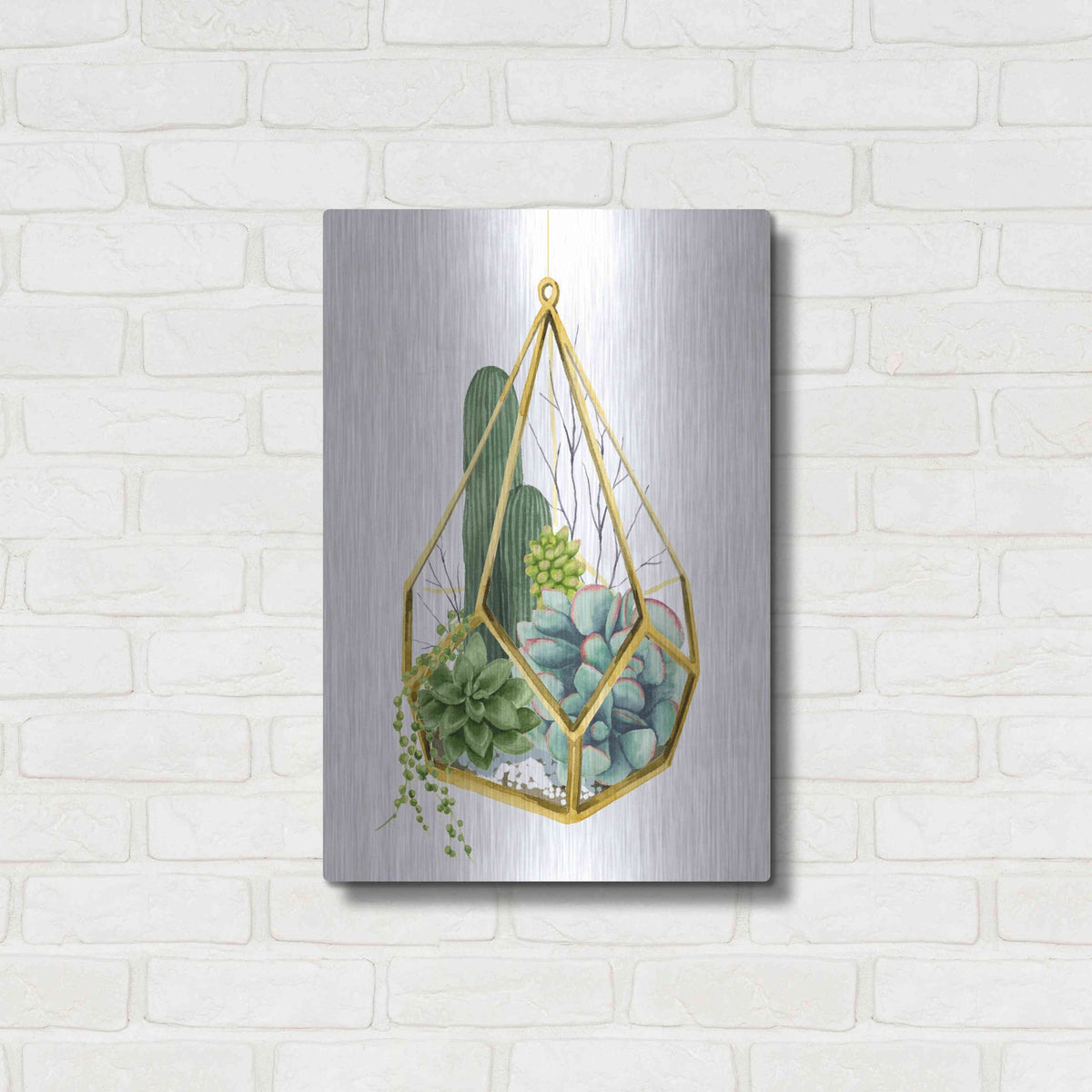 Luxe Metal Art 'Wild Terrarium IV' by Grace Popp, Metal Wall Art,16x24