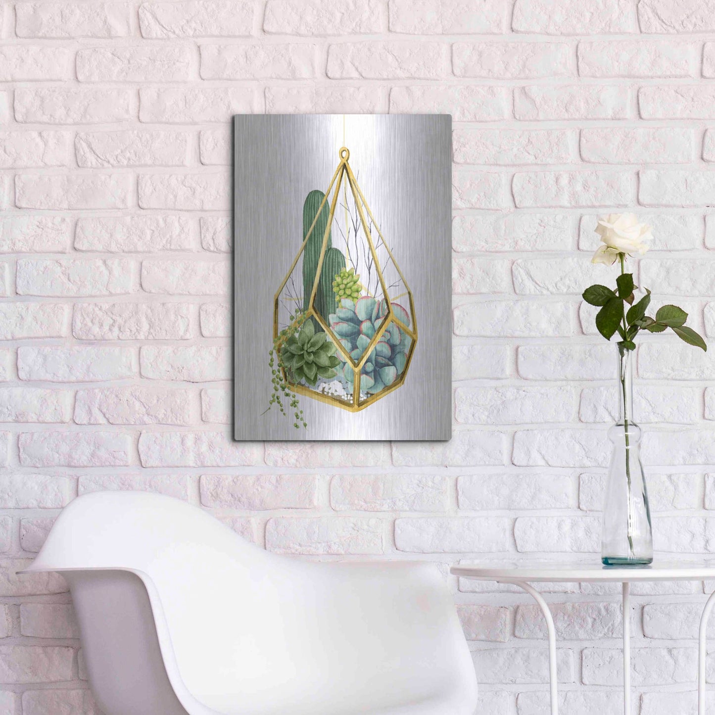 Luxe Metal Art 'Wild Terrarium IV' by Grace Popp, Metal Wall Art,16x24