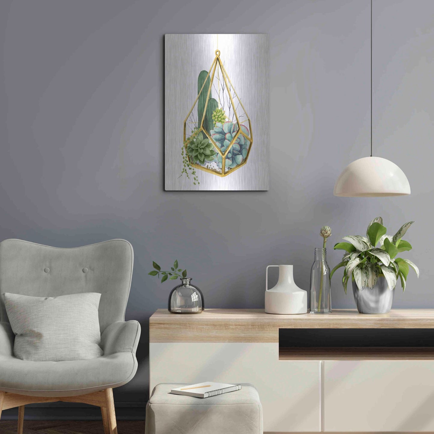 Luxe Metal Art 'Wild Terrarium IV' by Grace Popp, Metal Wall Art,16x24