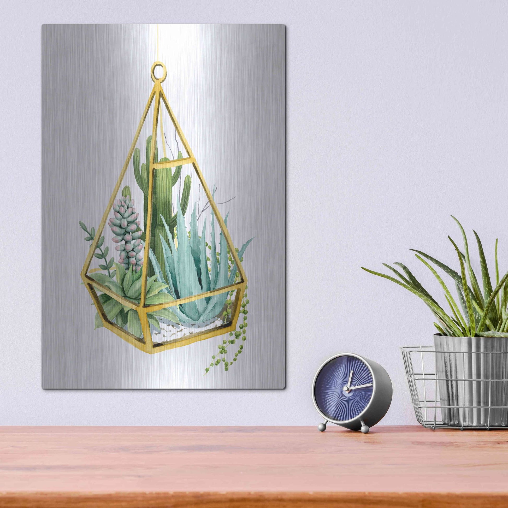 Luxe Metal Art 'Wild Terrarium III' by Grace Popp, Metal Wall Art,12x16