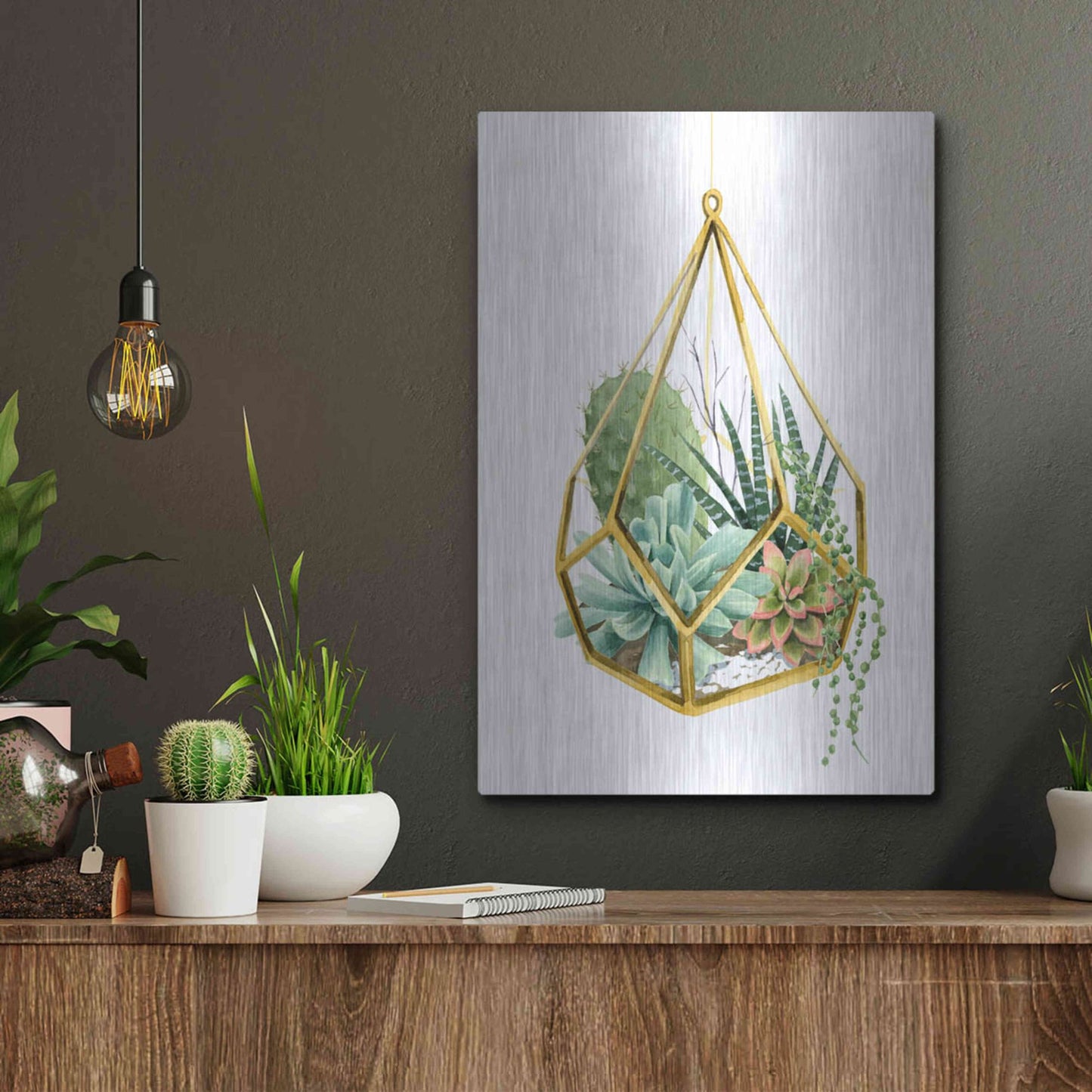 Luxe Metal Art 'Wild Terrarium II' by Grace Popp, Metal Wall Art,12x16