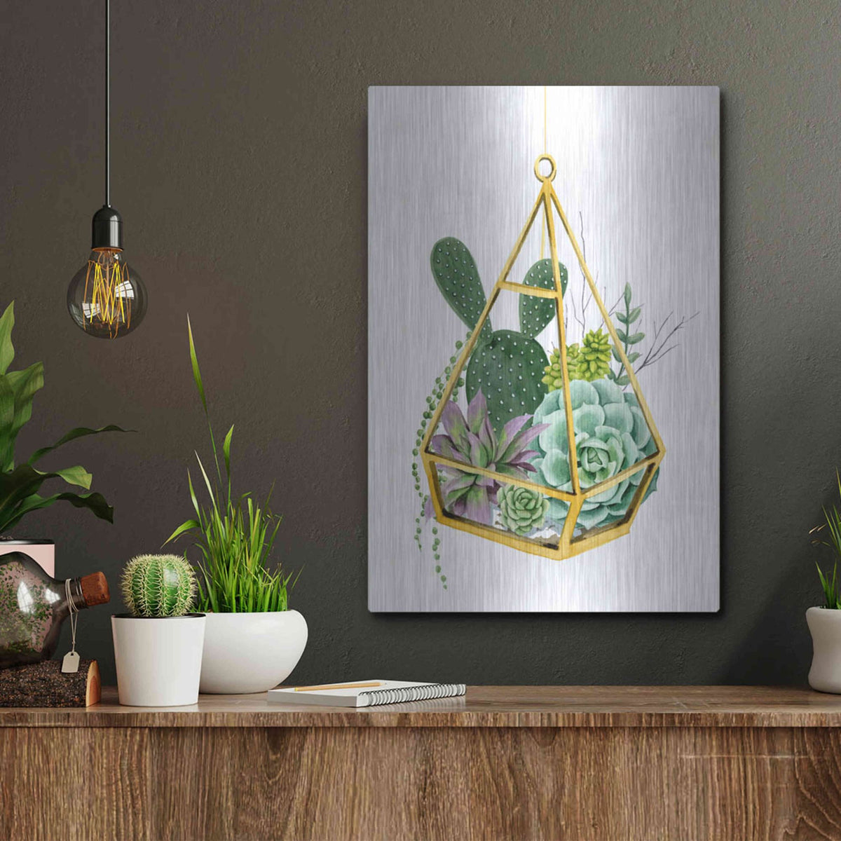 Luxe Metal Art 'Wild Terrarium I' by Grace Popp, Metal Wall Art,12x16