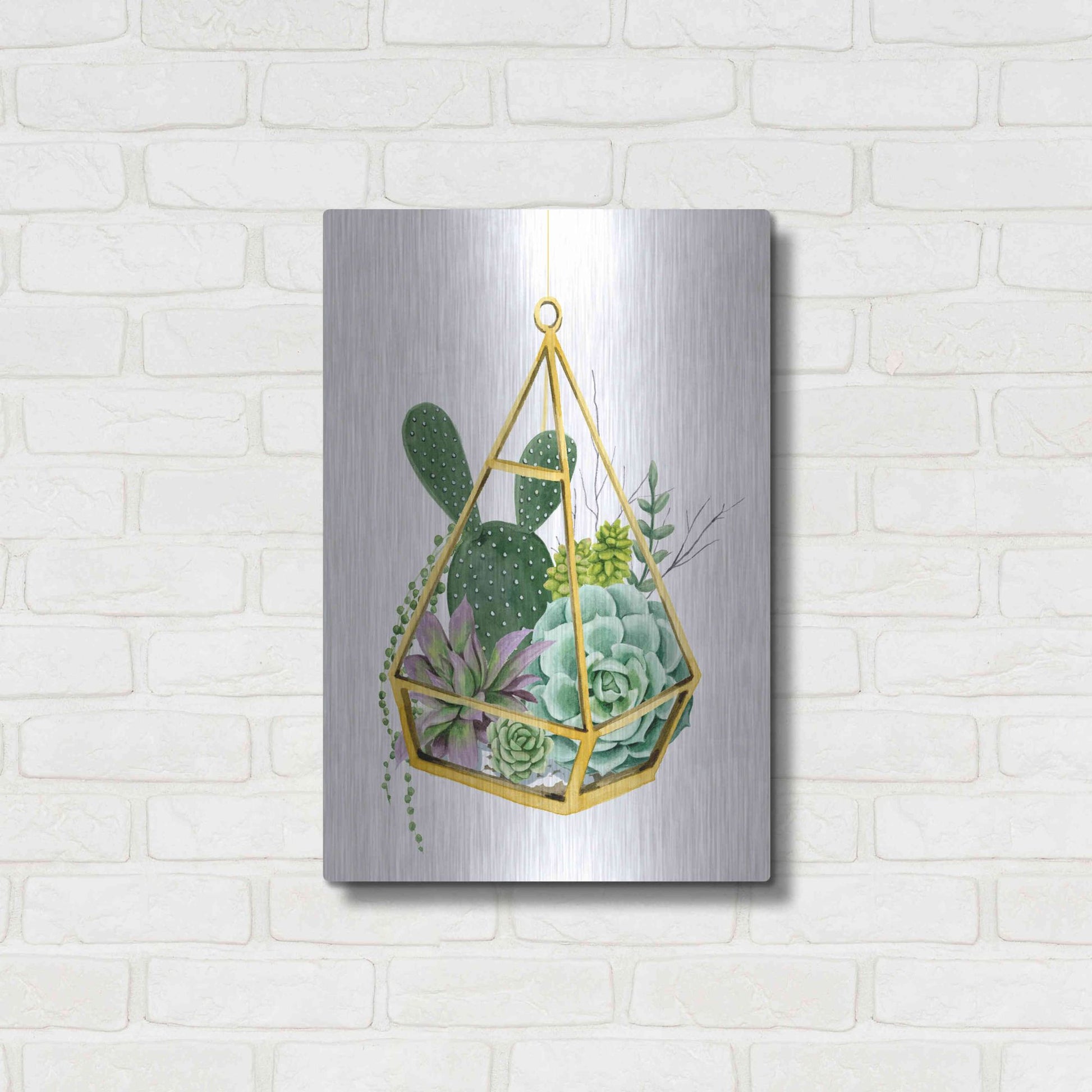 Luxe Metal Art 'Wild Terrarium I' by Grace Popp, Metal Wall Art,16x24