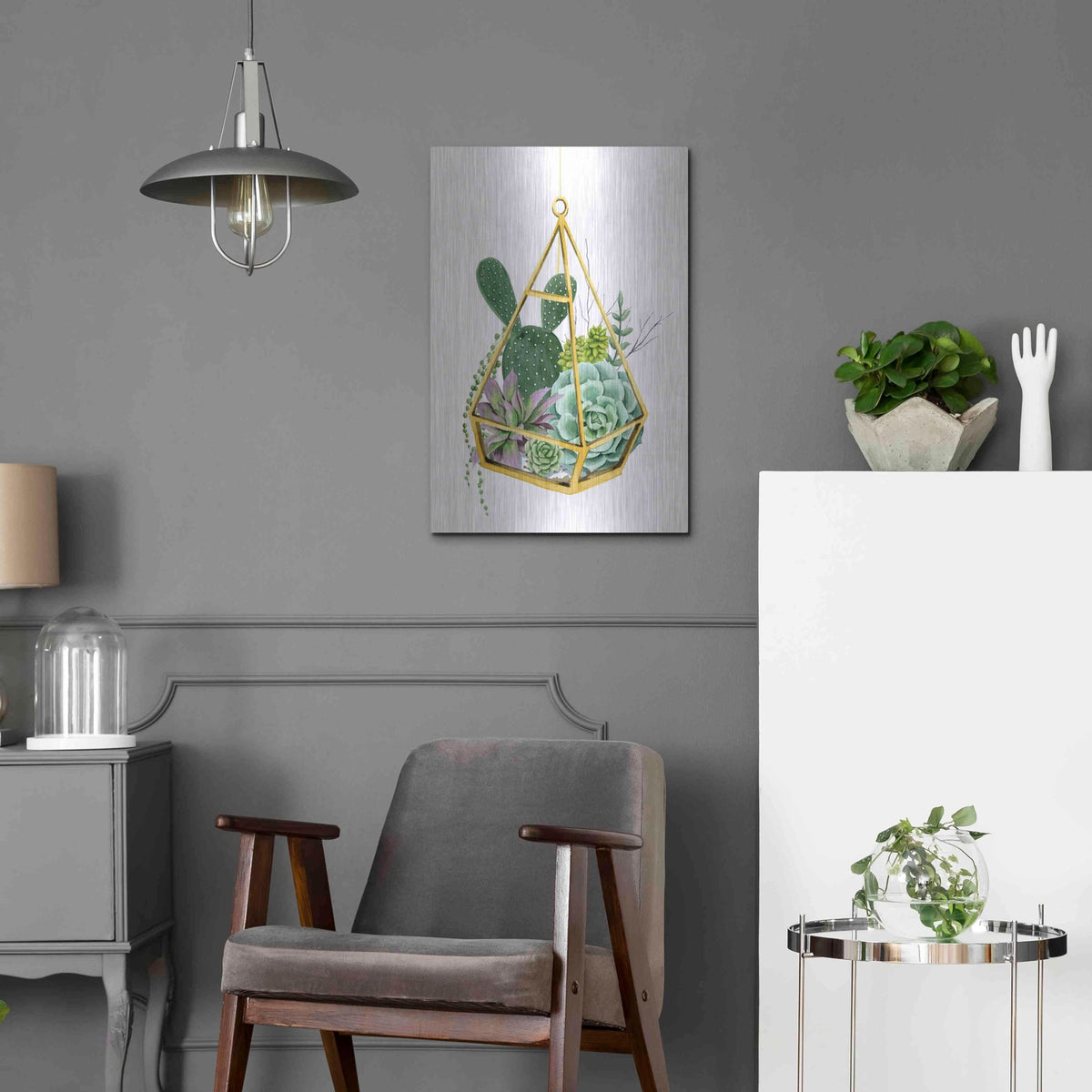 Luxe Metal Art 'Wild Terrarium I' by Grace Popp, Metal Wall Art,16x24