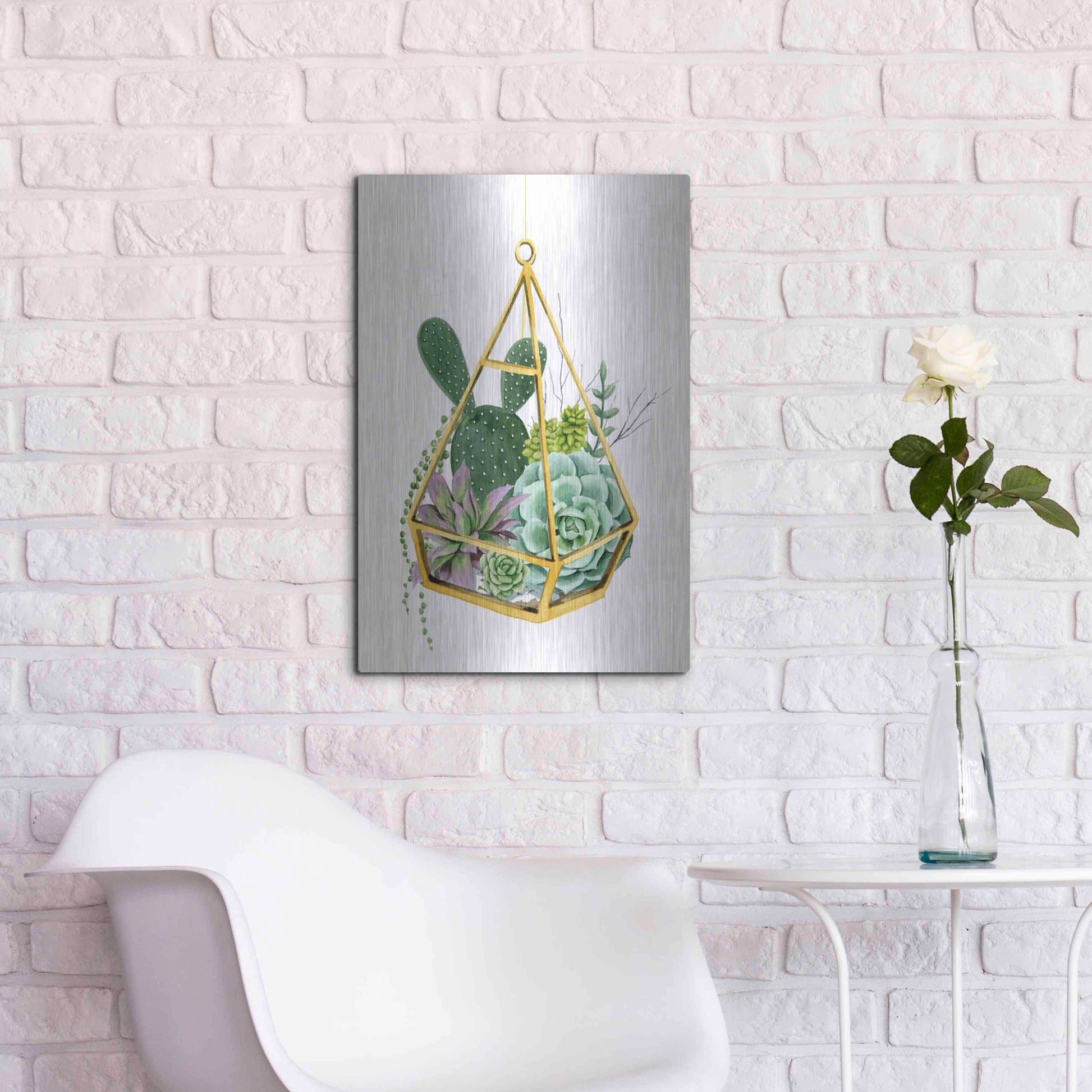 Luxe Metal Art 'Wild Terrarium I' by Grace Popp, Metal Wall Art,16x24