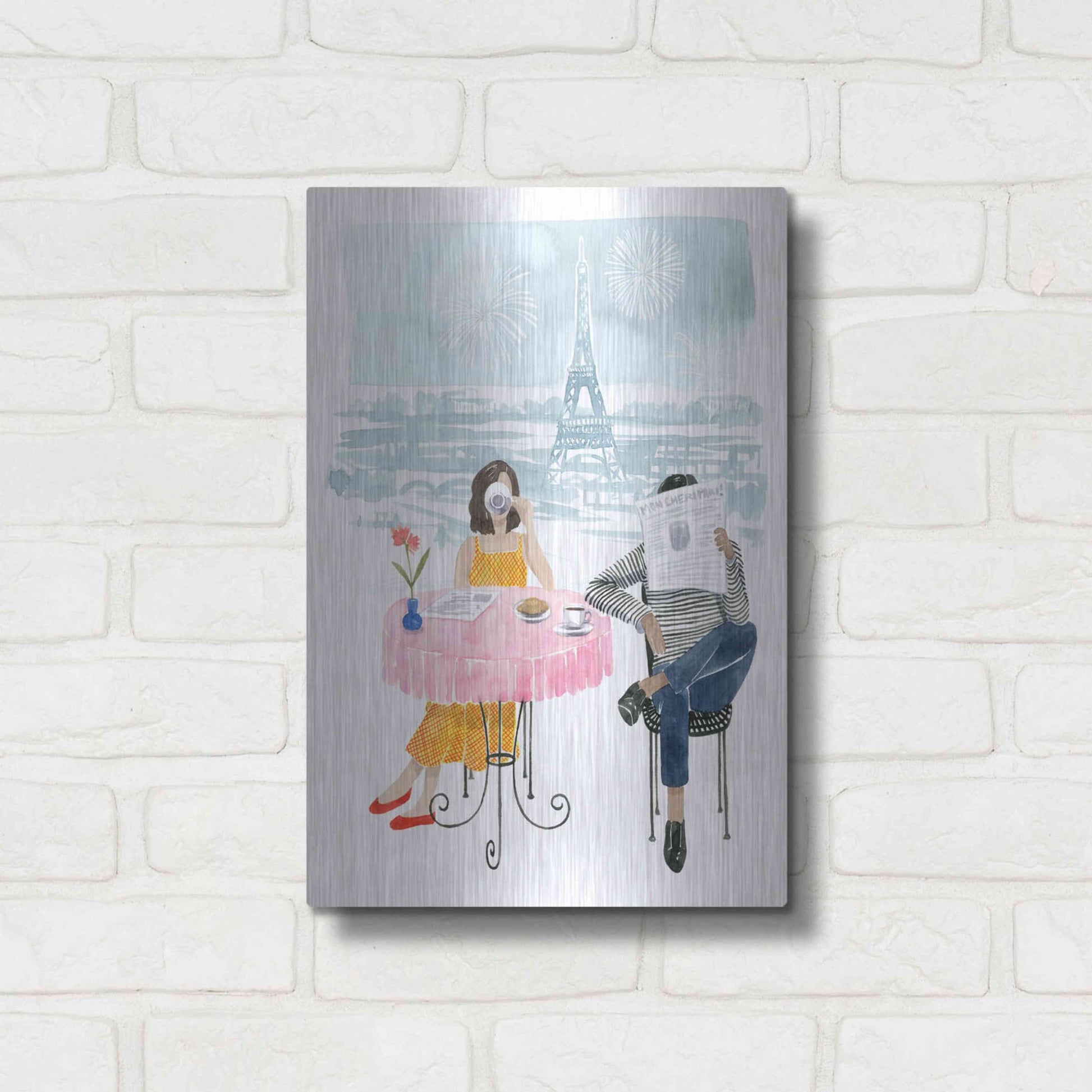 Luxe Metal Art 'Paris in Love II' by Grace Popp, Metal Wall Art,12x16