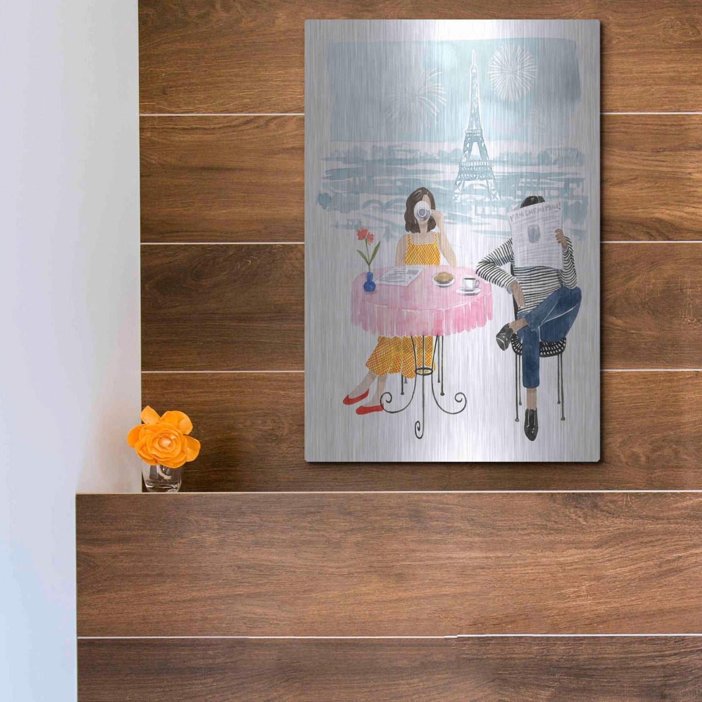 Luxe Metal Art 'Paris in Love II' by Grace Popp, Metal Wall Art,12x16