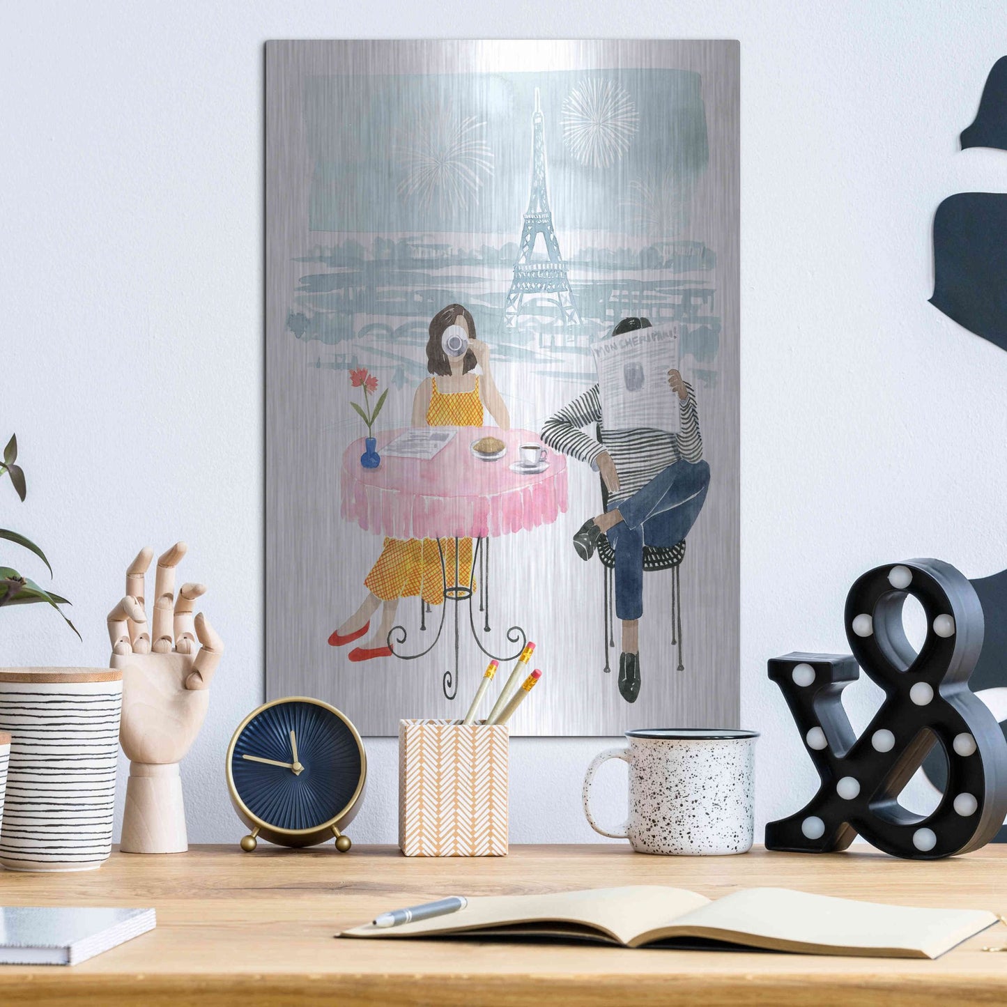 Luxe Metal Art 'Paris in Love II' by Grace Popp, Metal Wall Art,12x16