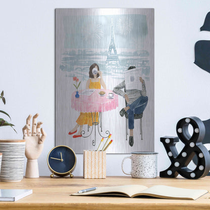 Luxe Metal Art 'Paris in Love II' by Grace Popp, Metal Wall Art,12x16