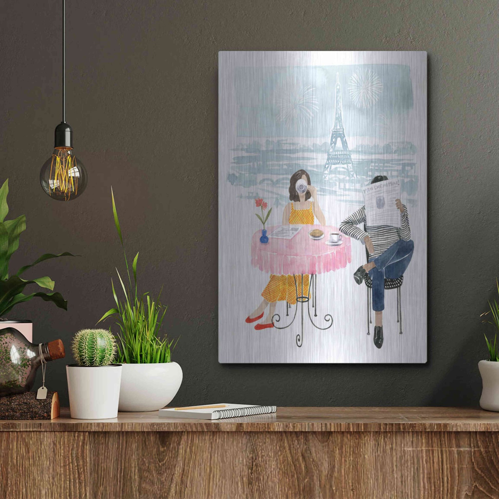 Luxe Metal Art 'Paris in Love II' by Grace Popp, Metal Wall Art,12x16