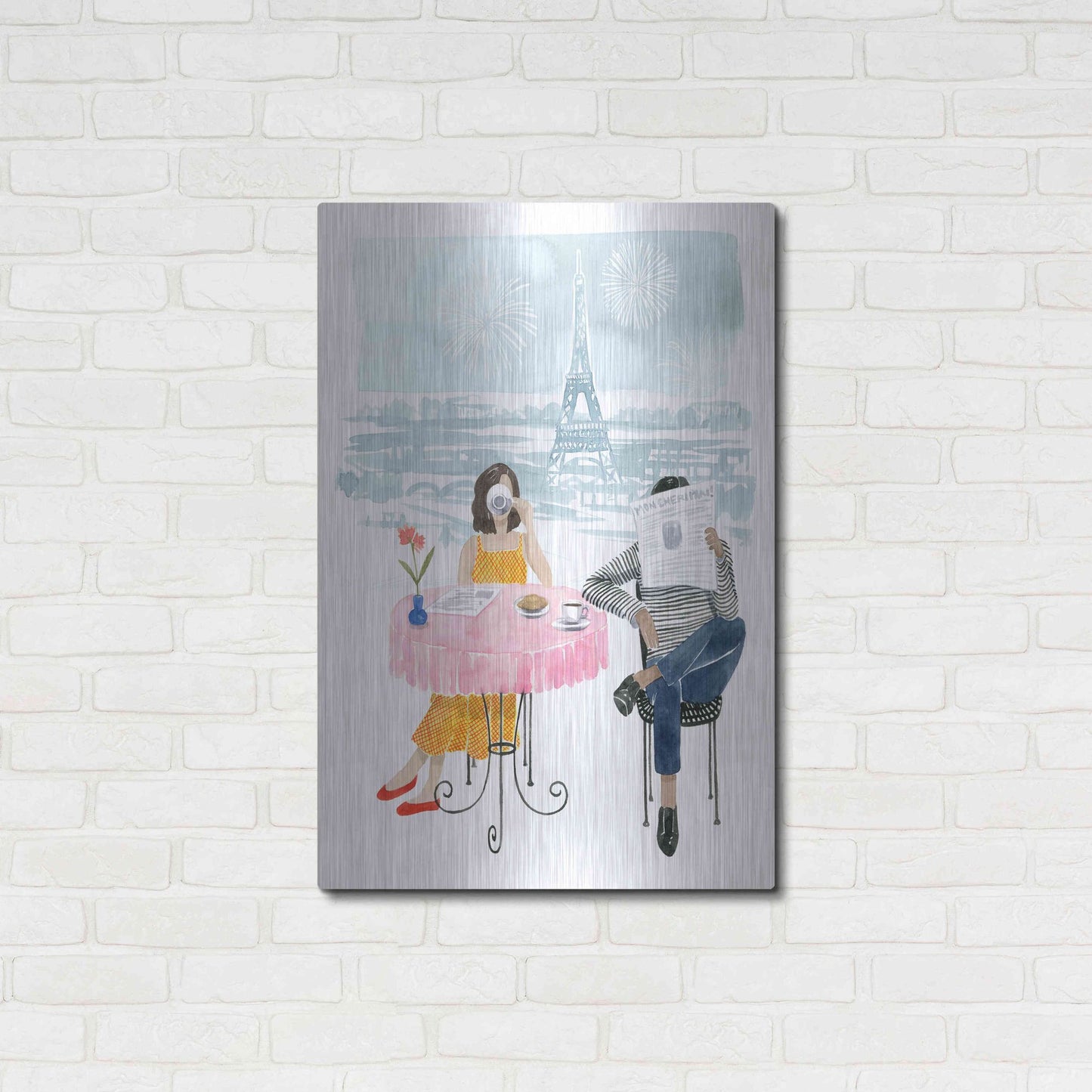 Luxe Metal Art 'Paris in Love II' by Grace Popp, Metal Wall Art,24x36