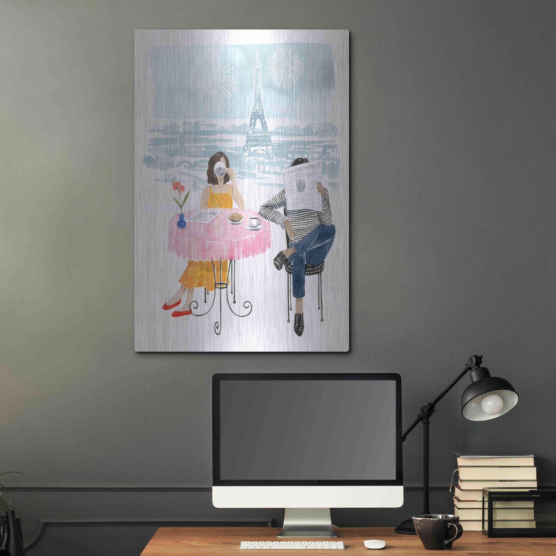 Luxe Metal Art 'Paris in Love II' by Grace Popp, Metal Wall Art,24x36