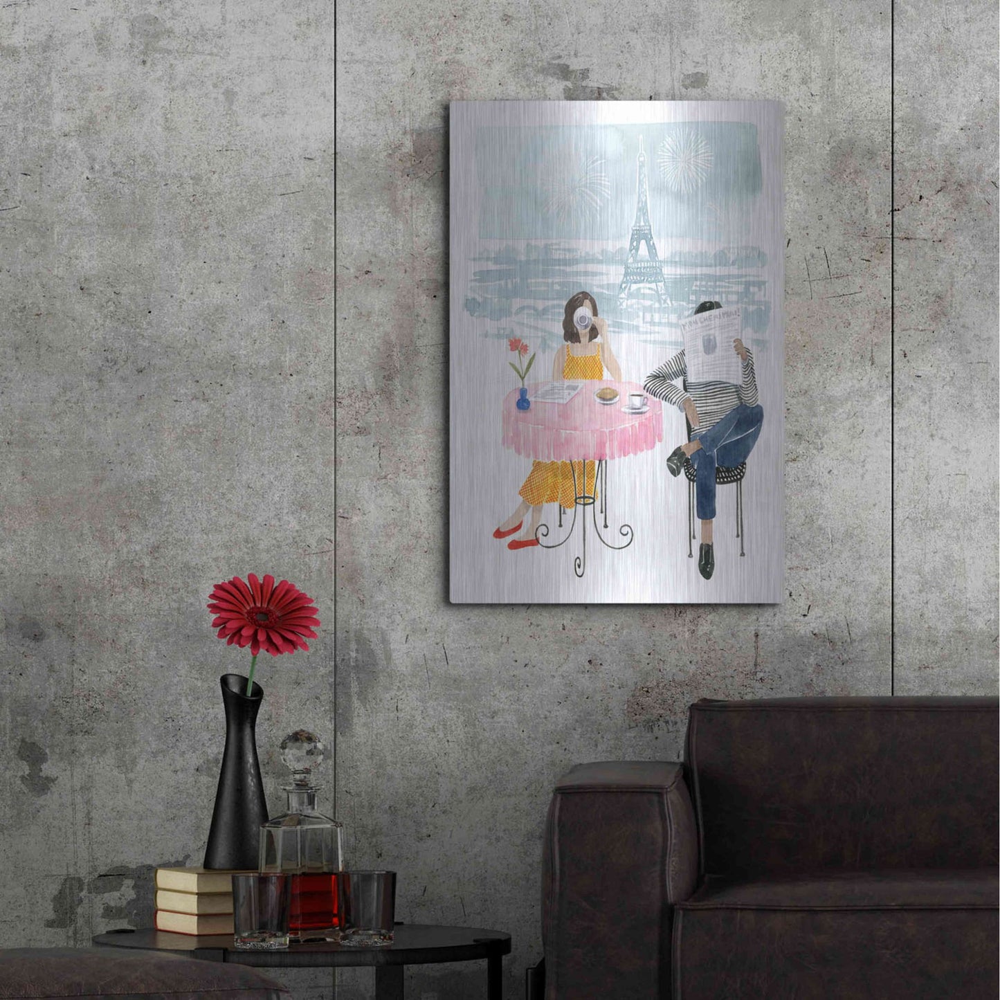 Luxe Metal Art 'Paris in Love II' by Grace Popp, Metal Wall Art,24x36