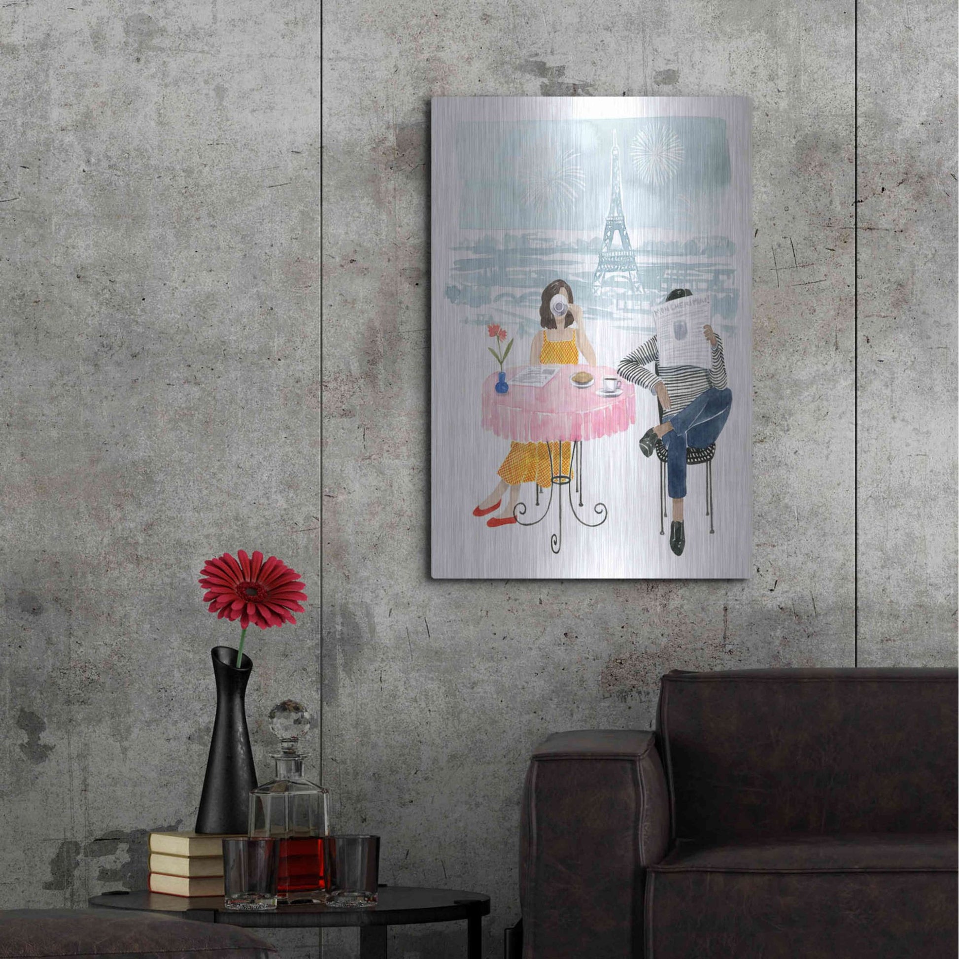 Luxe Metal Art 'Paris in Love II' by Grace Popp, Metal Wall Art,24x36