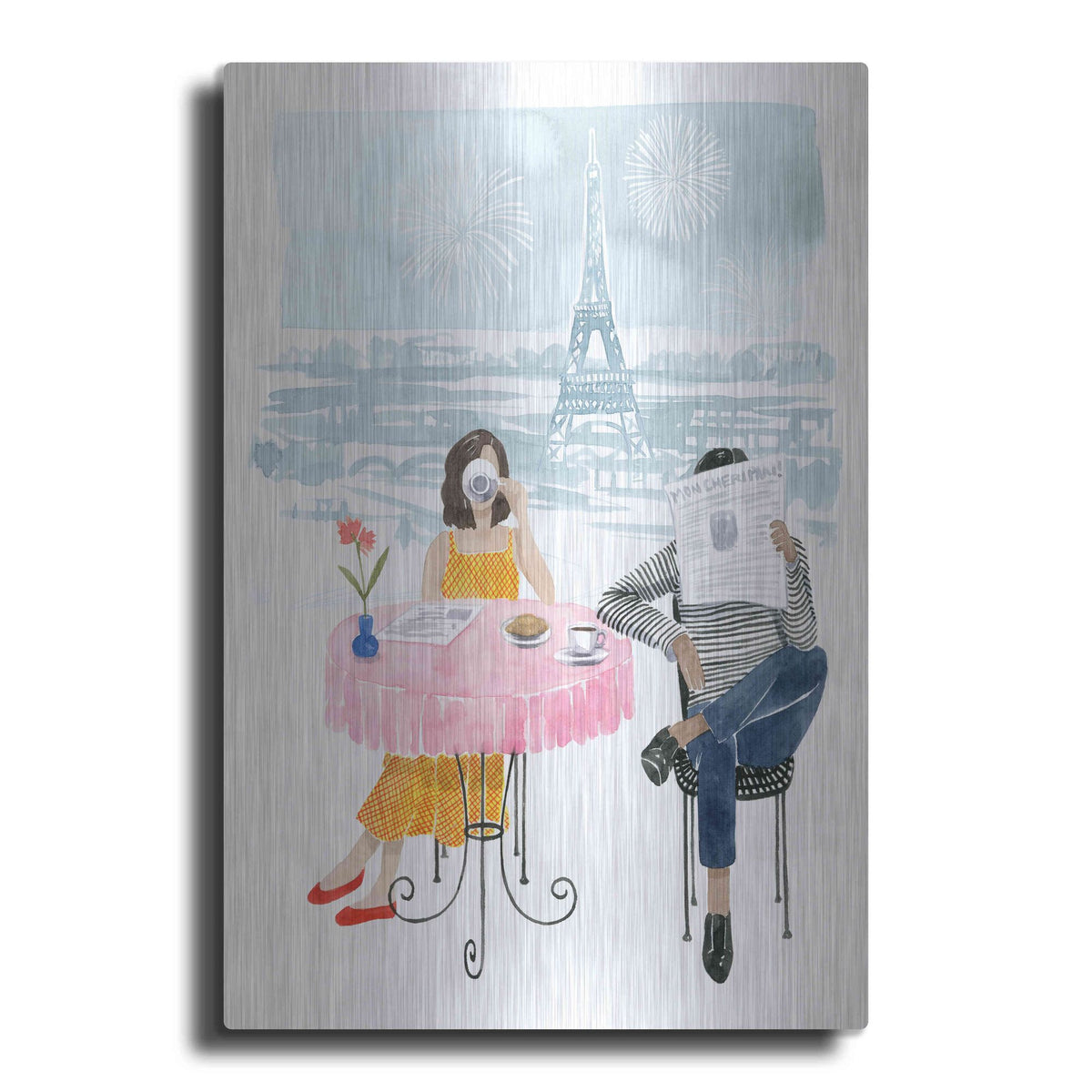 Luxe Metal Art 'Paris in Love II' by Grace Popp, Metal Wall Art