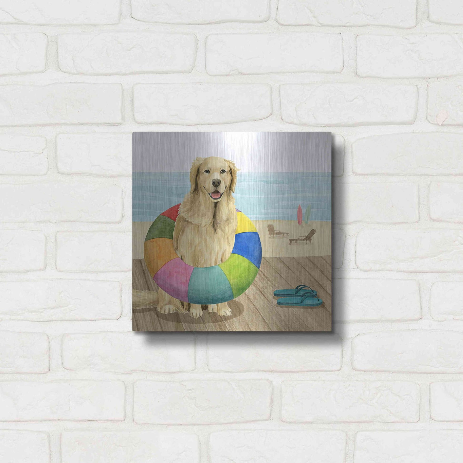 Luxe Metal Art 'Let's Go for a Boardwalk III' by Grace Popp, Metal Wall Art,12x12